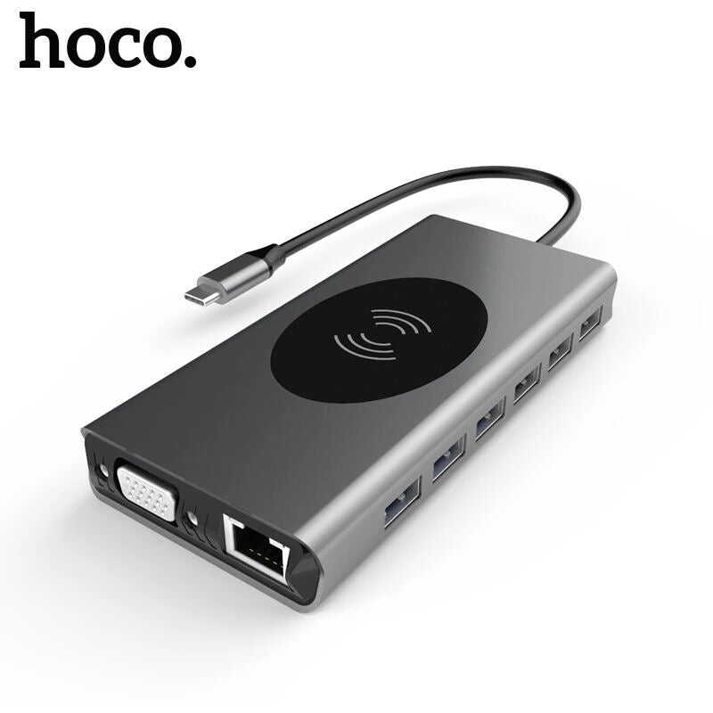 15in1 USB C HUB Type C to USB 3.0 HUB RJ45 VGA HDMI-compatible for MacBook Pro 100W PD Dock Type C HUB wireless Charge