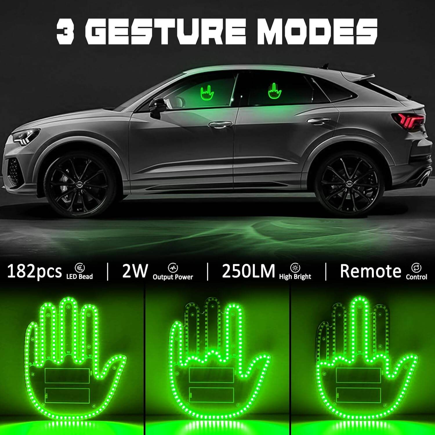 DIBMS Hand Gesture Light with Remote, Red LED Finger Funny Window Sign Light Accessories for Car Truck
