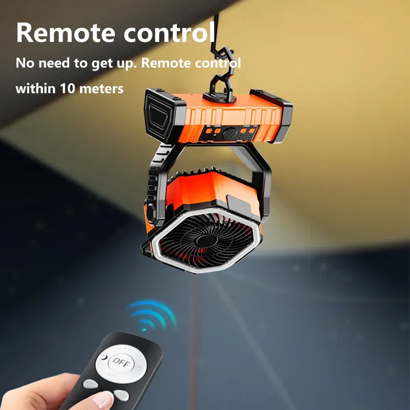 20000mAh Rechargeable LED Lantern with Portable Desk Camping Travel Office or Outdoor Use Power Bank Fan