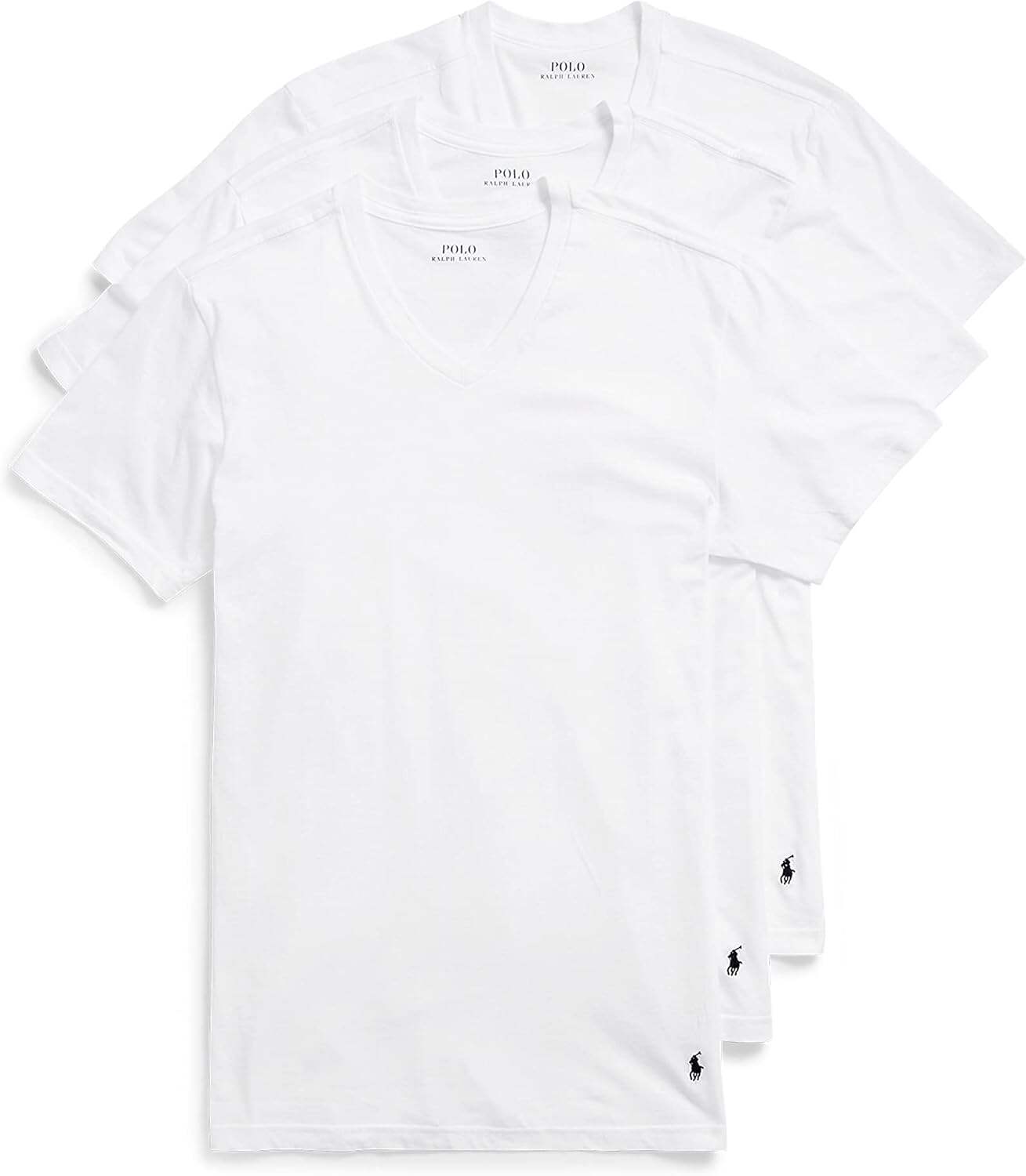 POLO Men's Classic Fit Cotton V neck Undershirt 3 Pack