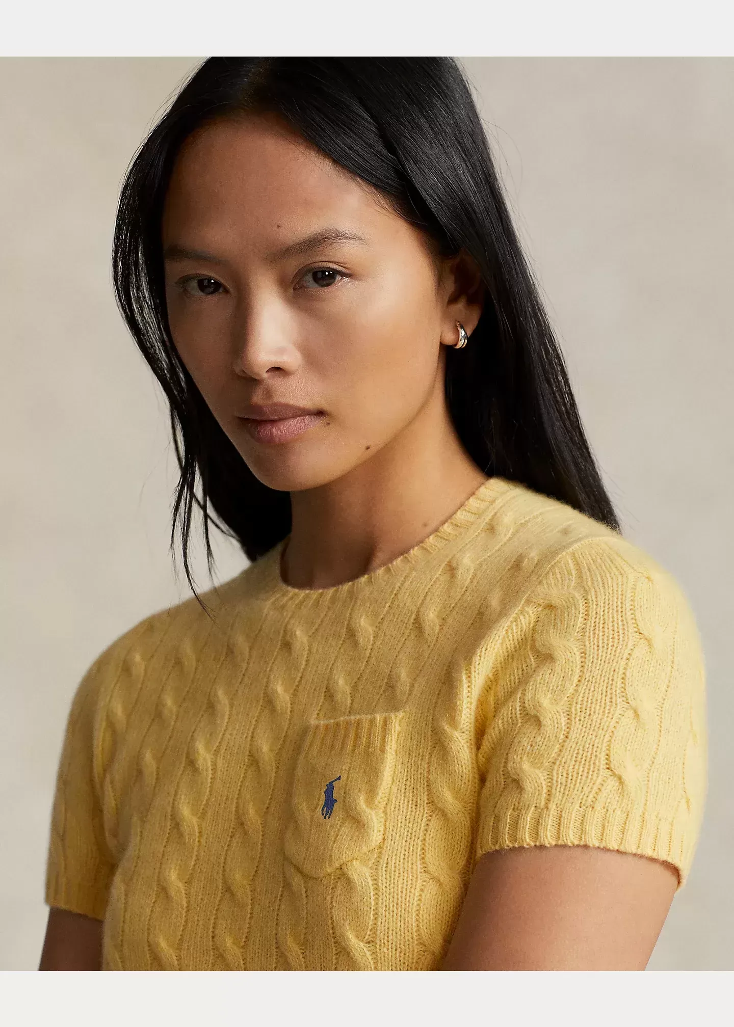 Polo Ralph Lauren Cable Wool-Cashmere Short-Sleeve Sweater