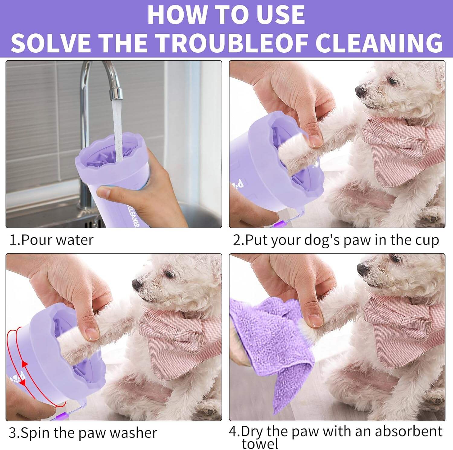 Dog Paw Cleaner, Dog Paw Washer, Paw Muddy Paw Cleaner, Pet Foot Cleaner for Small Medium Large Breed Dogs/Cats (with 3 absorbent towel)