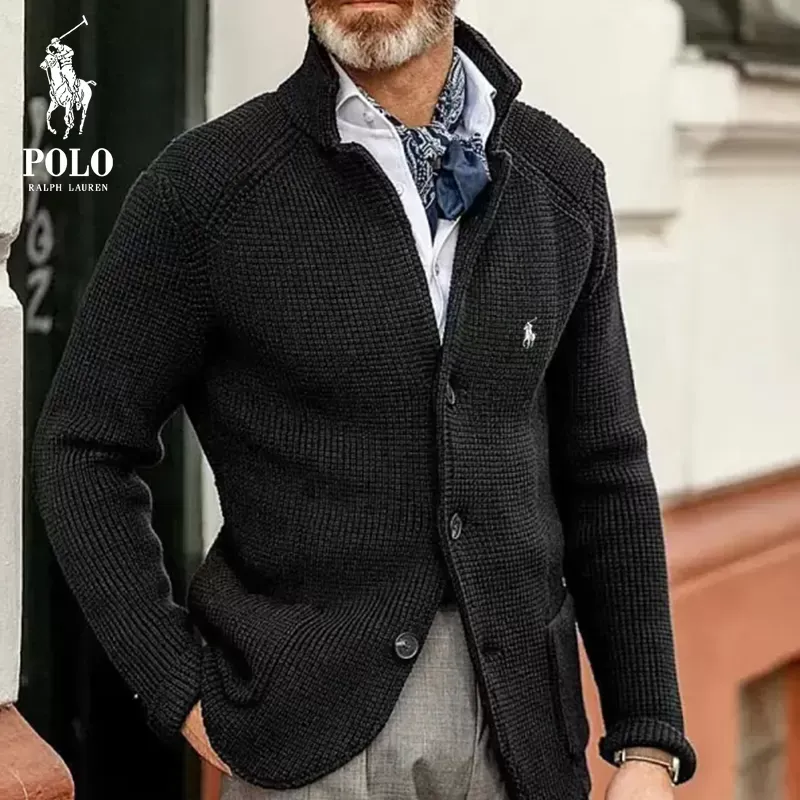 Ralph Lauren Men's Casual Stand Collar Thick Knit Suit Jacket