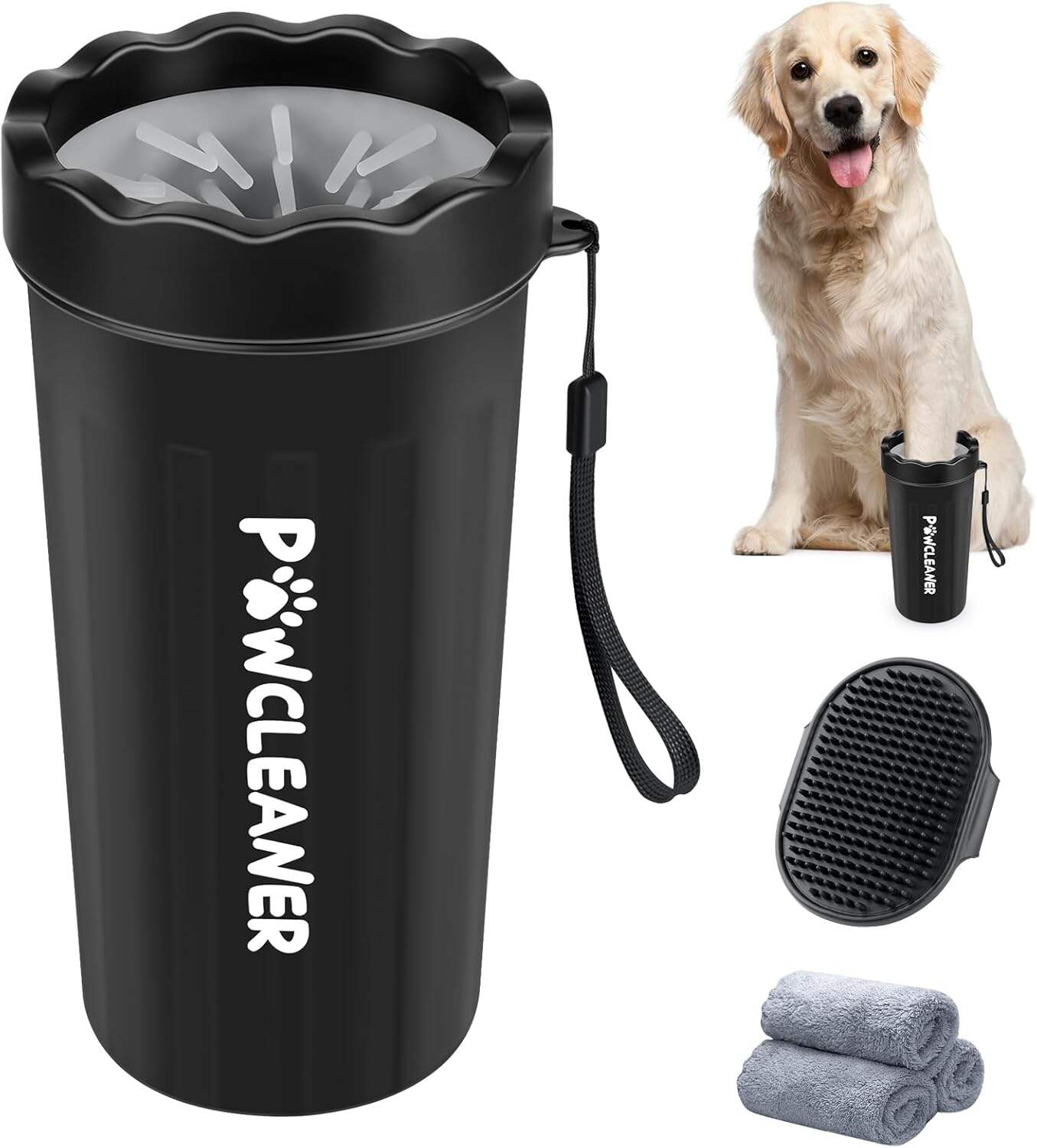 Dog Paw Cleaner, Dog Paw Washer, Paw Muddy Paw Cleaner, Pet Foot Cleaner for Small Medium Large Breed Dogs/Cats (with 3 absorbent towel)