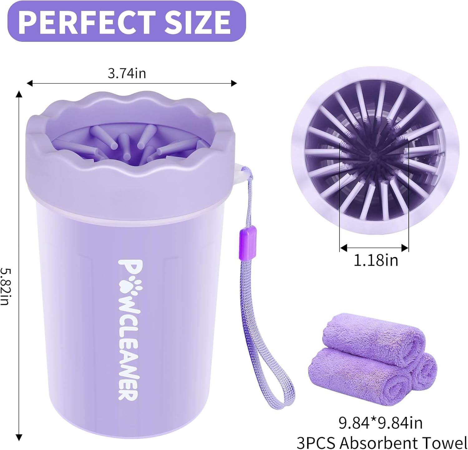 Dog Paw Cleaner, Dog Paw Washer, Paw Muddy Paw Cleaner, Pet Foot Cleaner for Small Medium Large Breed Dogs/Cats (with 3 absorbent towel)