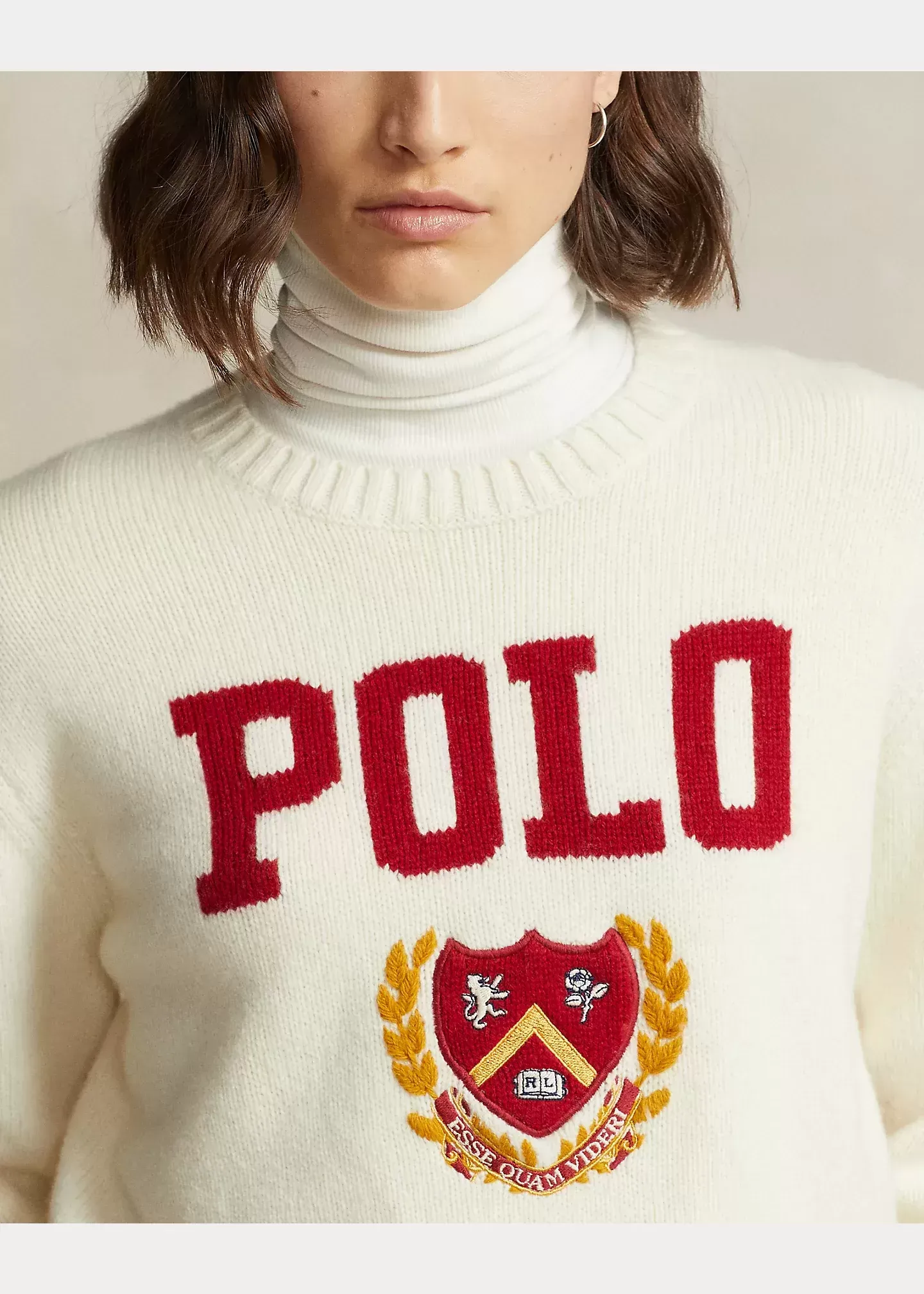 Polo Ralph Lauren Logo & Crest Wool Crewneck Sweater