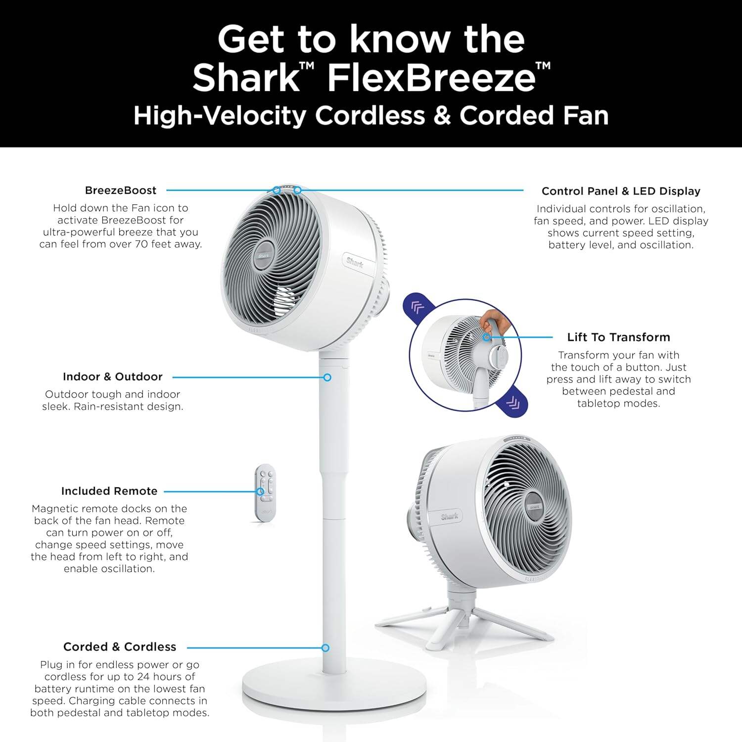 Shark FlexBreeze Pro Mist Fan — Indoor & Outdoor, Integrated Misting