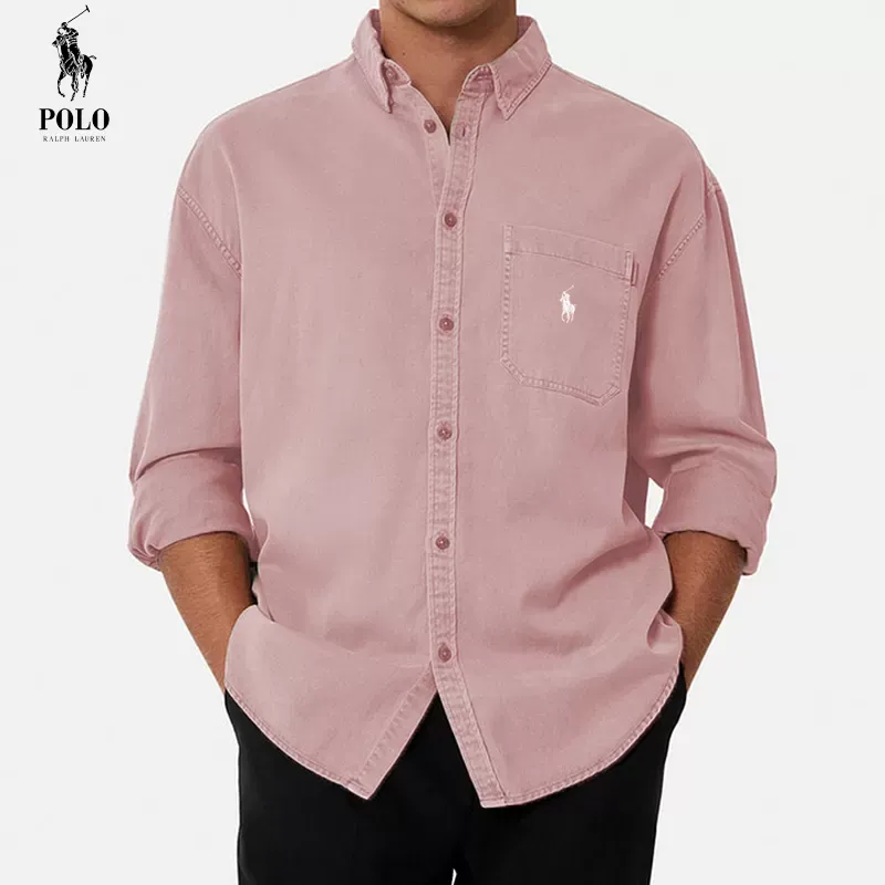 Ralph Lauren Men's Cotton Basic Denim Long Sleeve Shirt