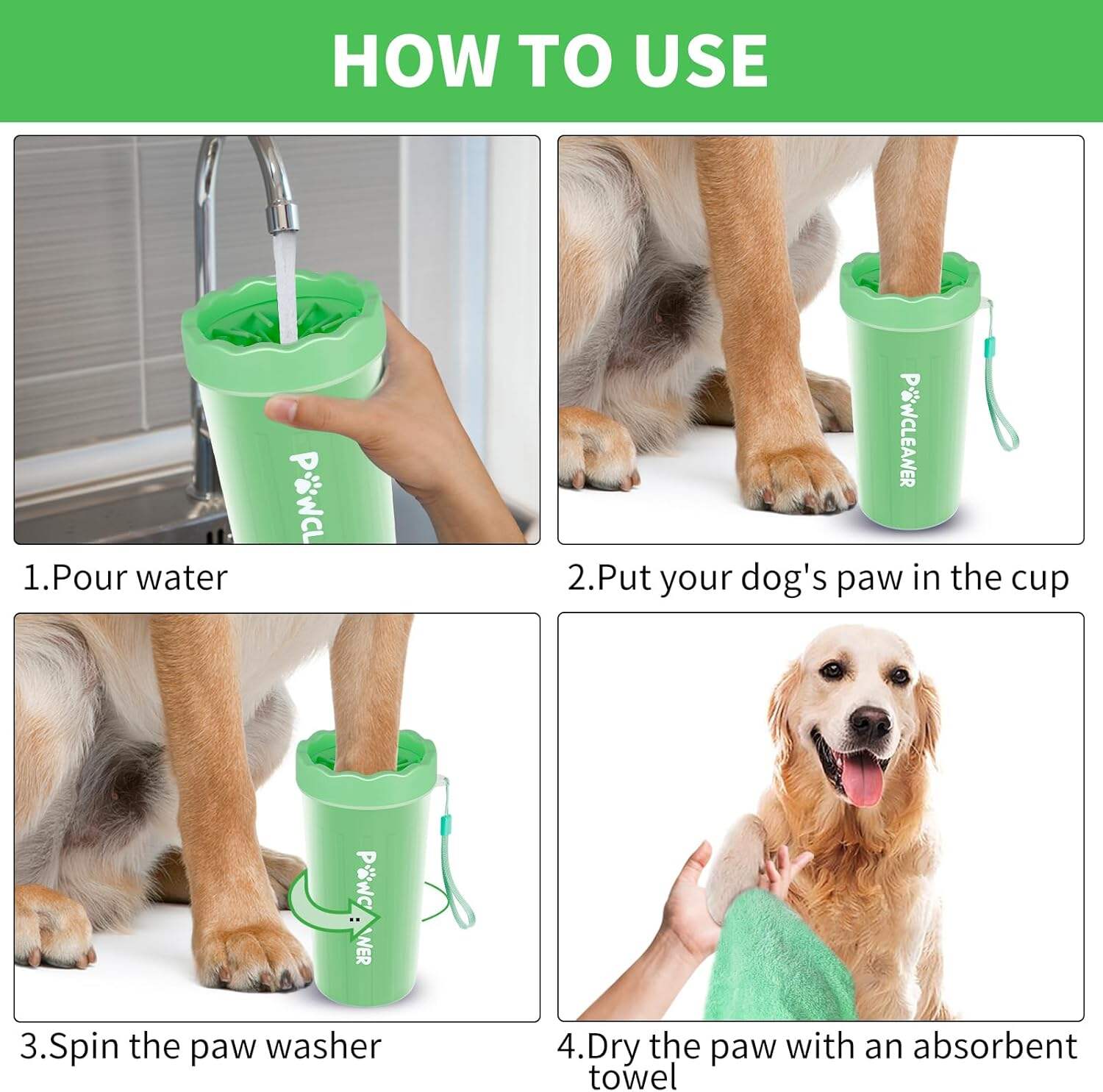 Dog Paw Cleaner, Dog Paw Washer, Paw Muddy Paw Cleaner, Pet Foot Cleaner for Small Medium Large Breed Dogs/Cats (with 3 absorbent towel)