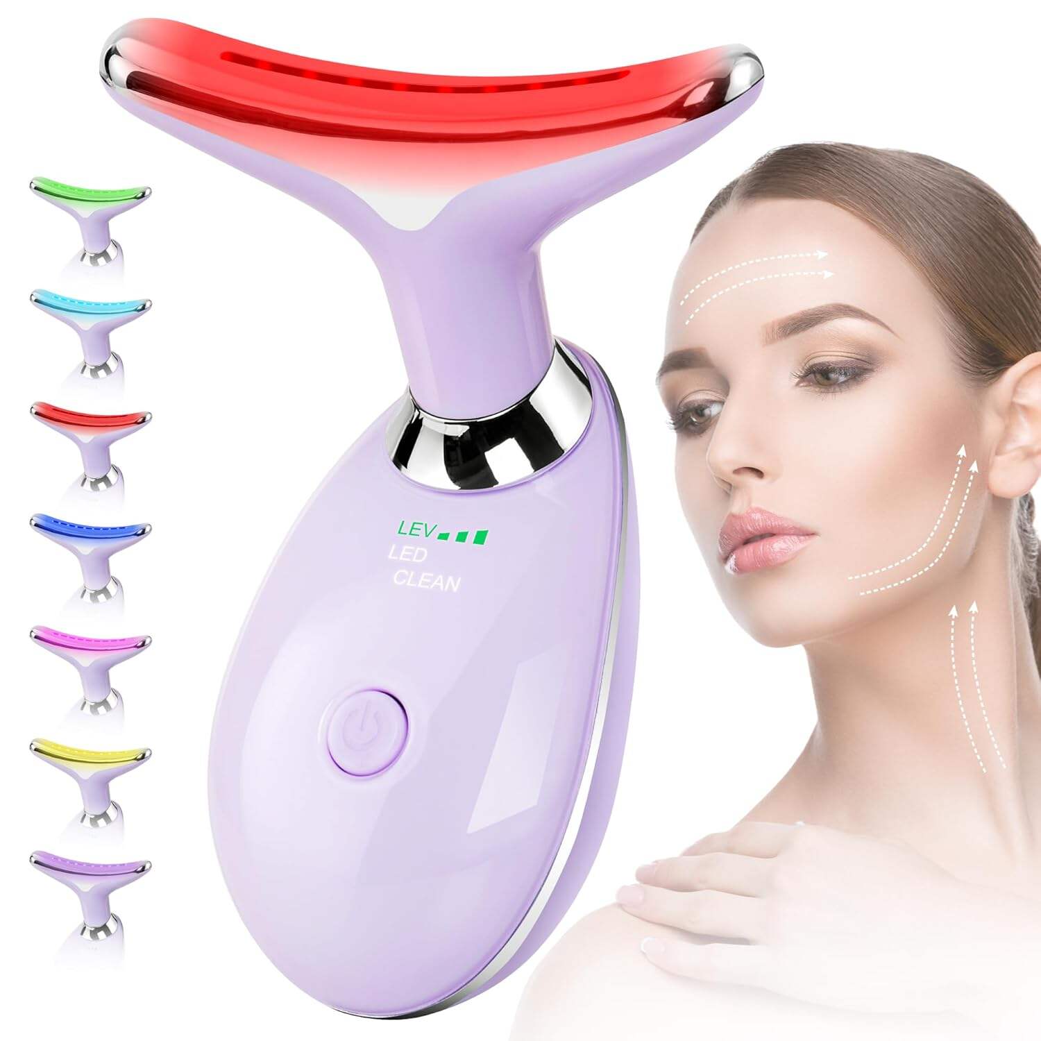 Facial Massager Red-Light-Therapy-for-Face and Neck, Face 𝖲 culpting Wand with 7 Color