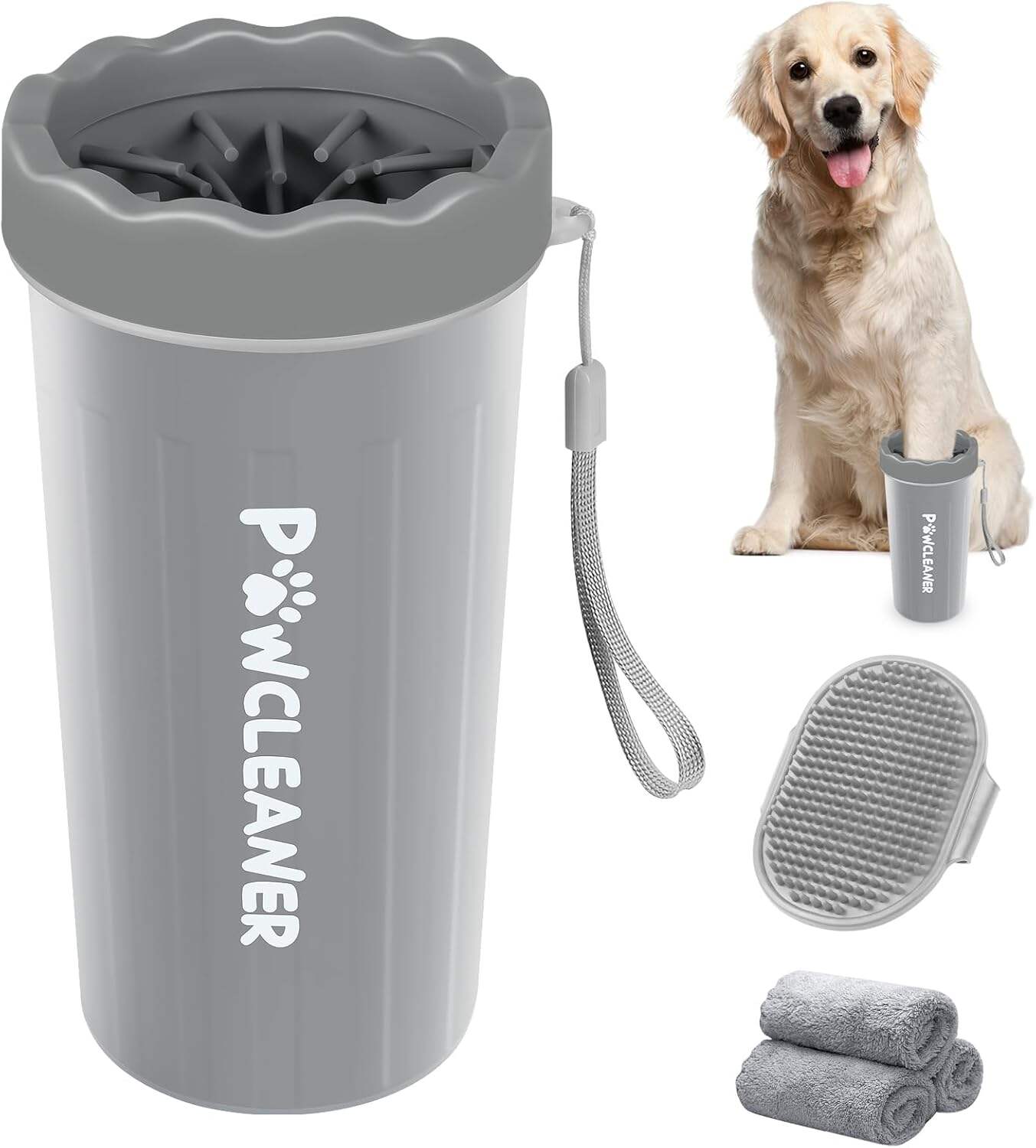 Dog Paw Cleaner, Dog Paw Washer, Paw Muddy Paw Cleaner, Pet Foot Cleaner for Small Medium Large Breed Dogs/Cats (with 3 absorbent towel)