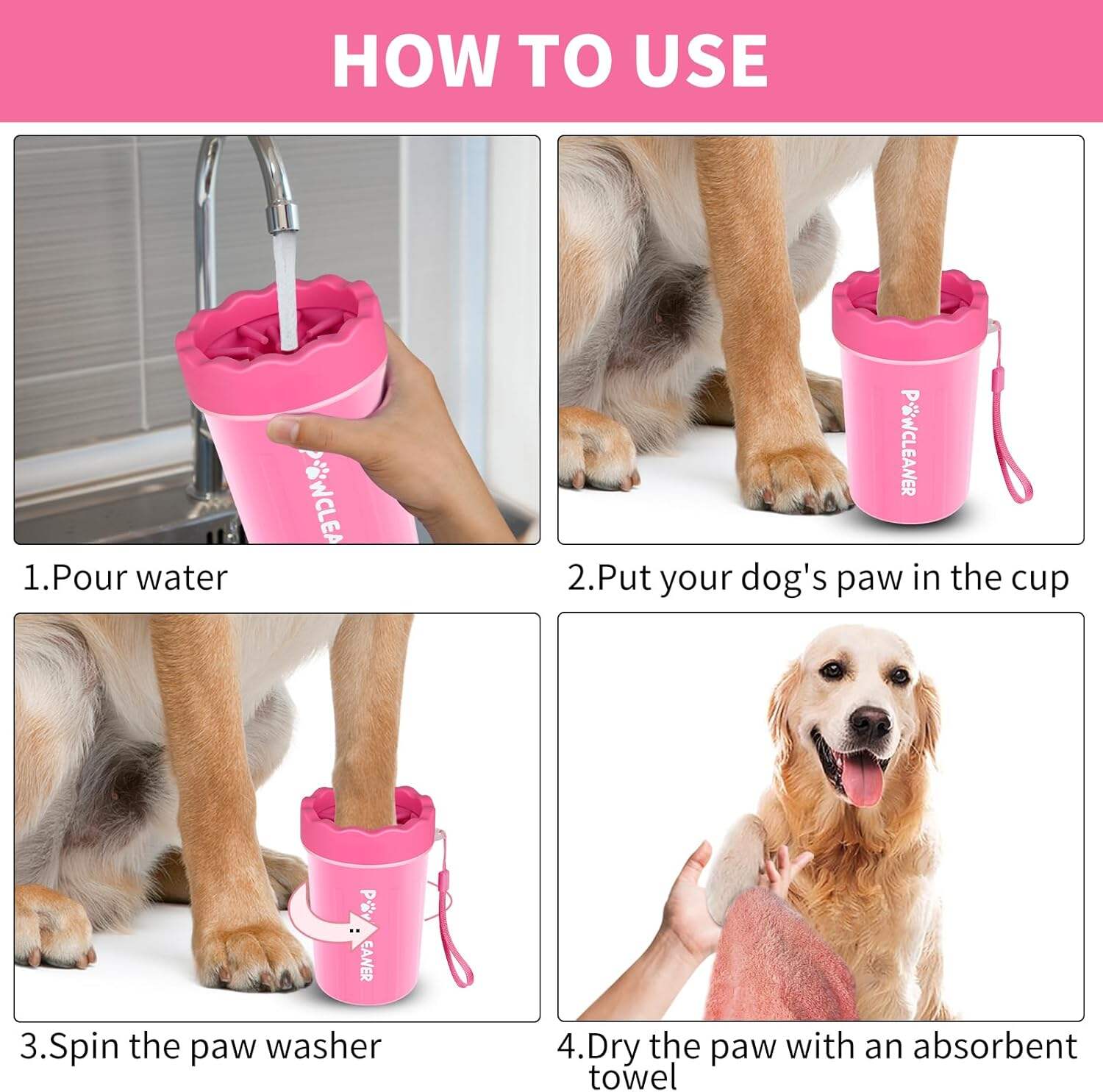Dog Paw Cleaner, Dog Paw Washer, Paw Muddy Paw Cleaner, Pet Foot Cleaner for Small Medium Large Breed Dogs/Cats (with 3 absorbent towel)