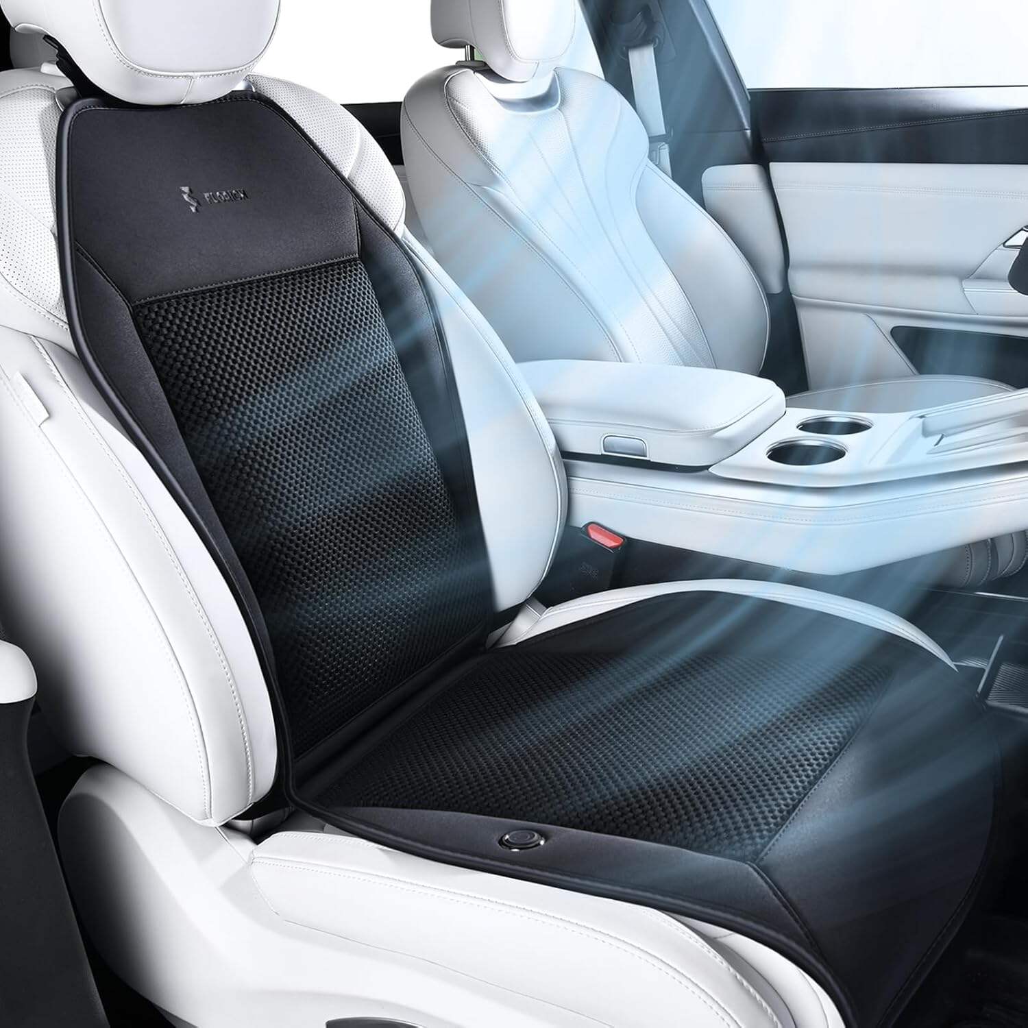 FLORICH Cooling Car Seat Cover, 12V-24V Ventilated Seat Cushion Cooling Car Seat Pad for Summer Driving with 2 Powerful Turbo Fans 3-Speed Temperature Adjustable Universal Fit for Car SUV Truck Van