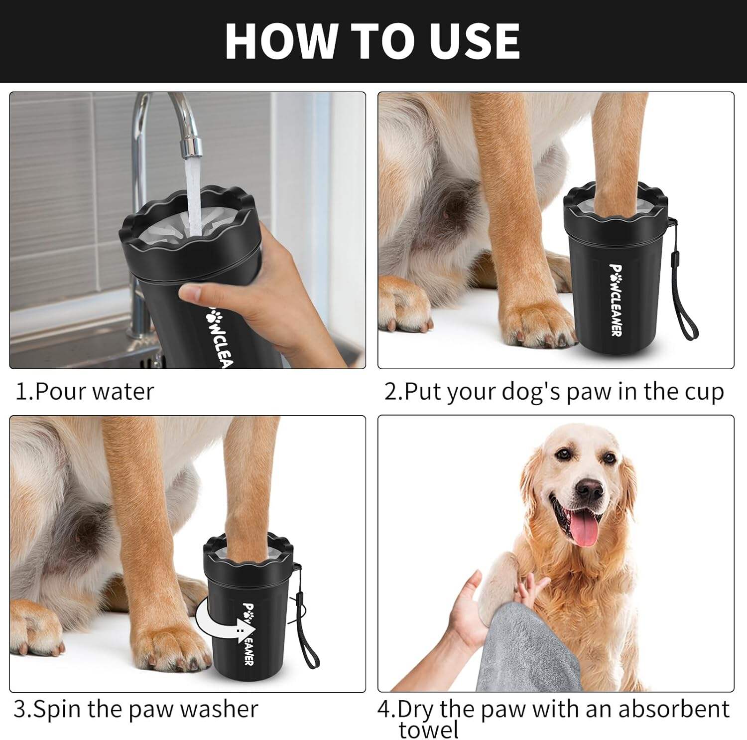 Dog Paw Cleaner, Dog Paw Washer, Paw Muddy Paw Cleaner, Pet Foot Cleaner for Small Medium Large Breed Dogs/Cats (with 3 absorbent towel)