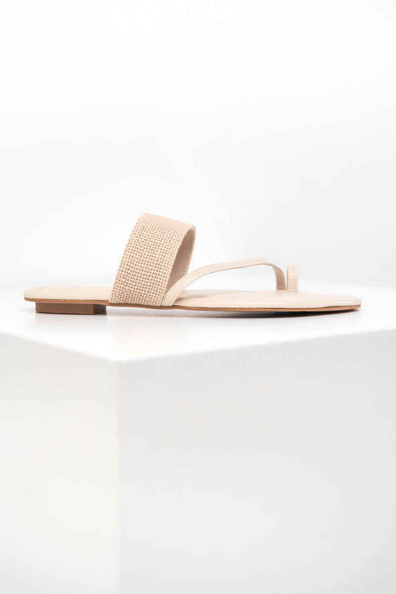 Cream Straw Spaghetti Shoes