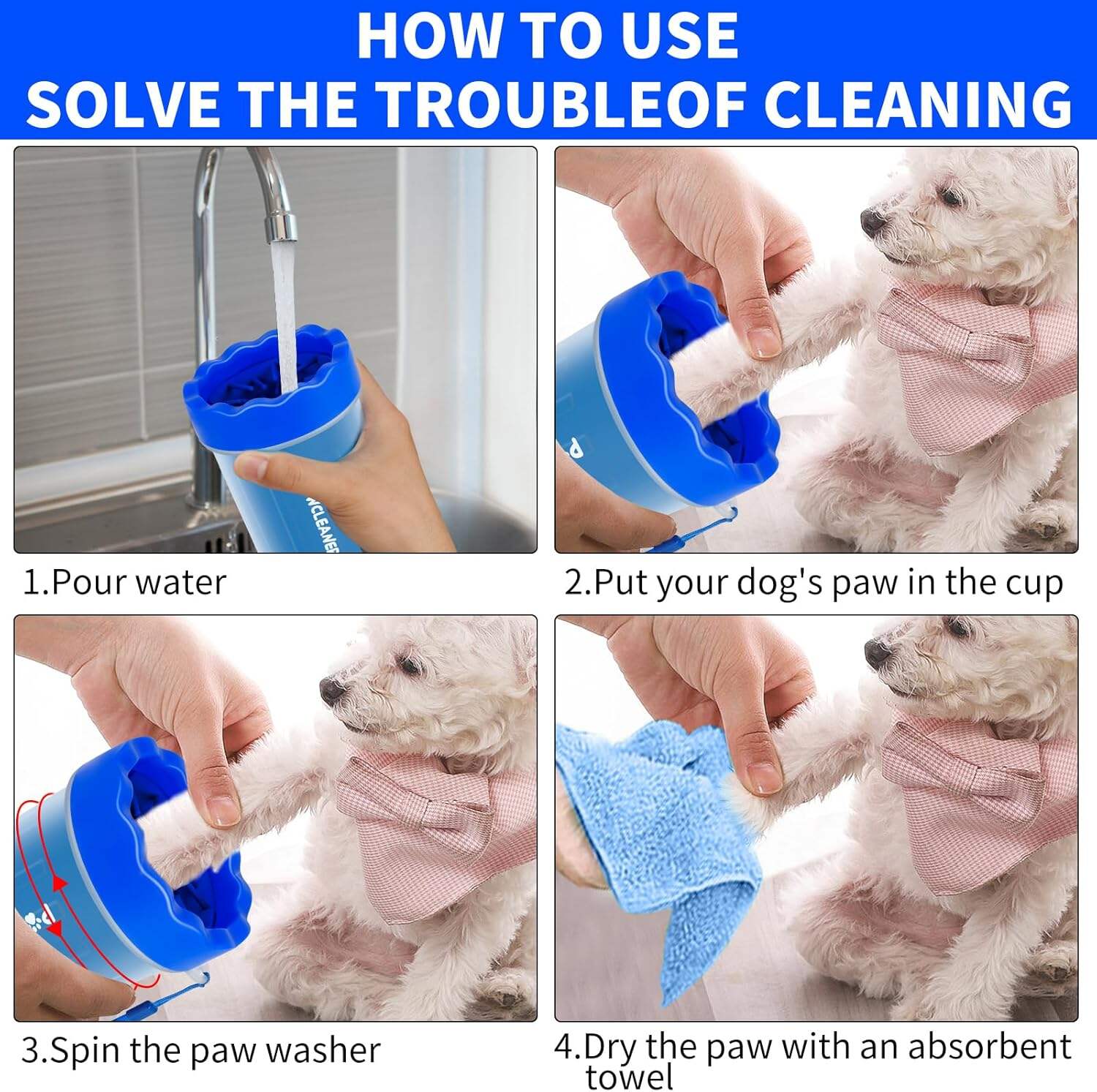 Dog Paw Cleaner, Dog Paw Washer, Paw Muddy Paw Cleaner, Pet Foot Cleaner for Small Medium Large Breed Dogs/Cats (with 3 absorbent towel)
