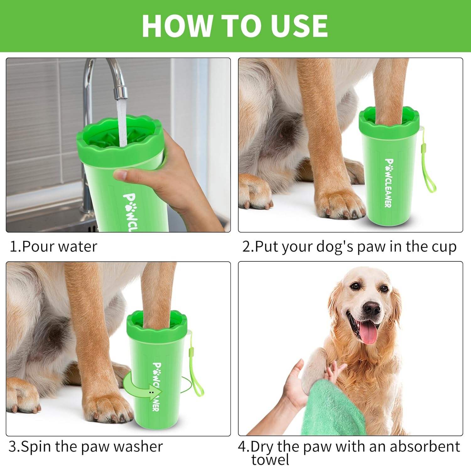 Dog Paw Cleaner, Dog Paw Washer, Paw Muddy Paw Cleaner, Pet Foot Cleaner for Small Medium Large Breed Dogs/Cats (with 3 absorbent towel)
