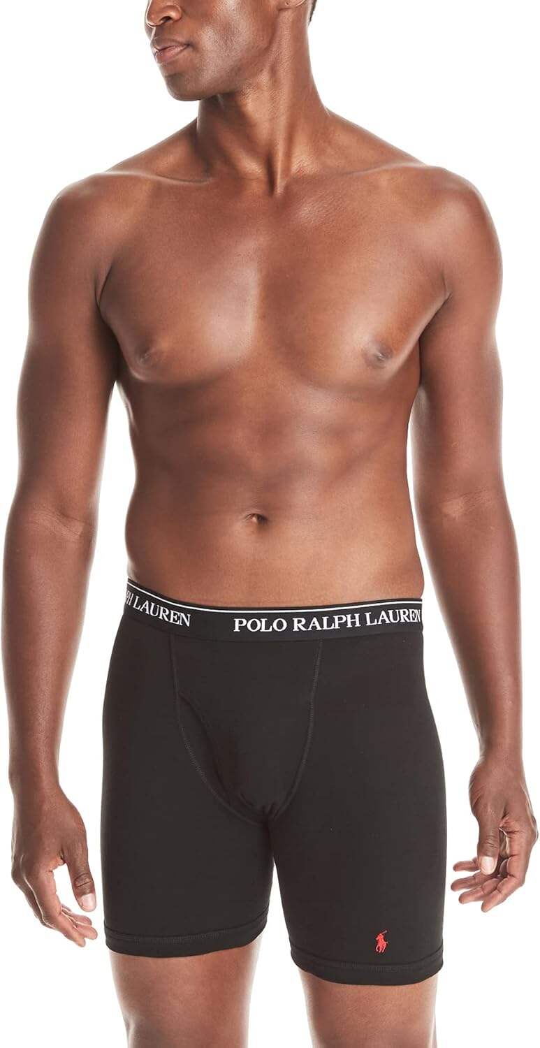 Polo Ralph Lauren Men's Classic Fit Cotton Boxer Briefs, Trunks & Long Leg Available (3 Pack)