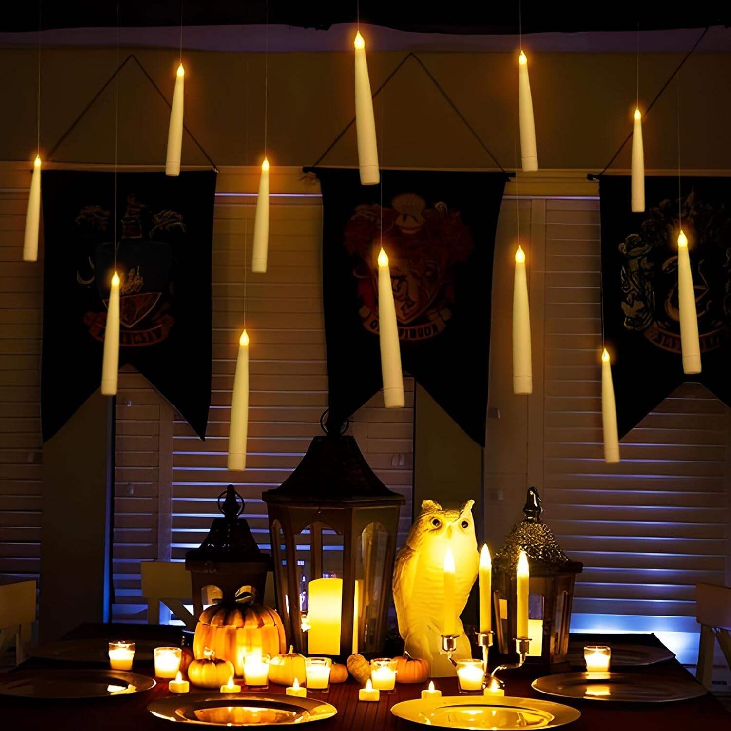 ORIENTAL CHERRY Halloween Decorations - Floating LED Candles with Remote Control -12Pcs Magic Witch Wizard Christmas Decor for Indoor Home Room Classroom Bedroom Birthday Party (with Common Remote)