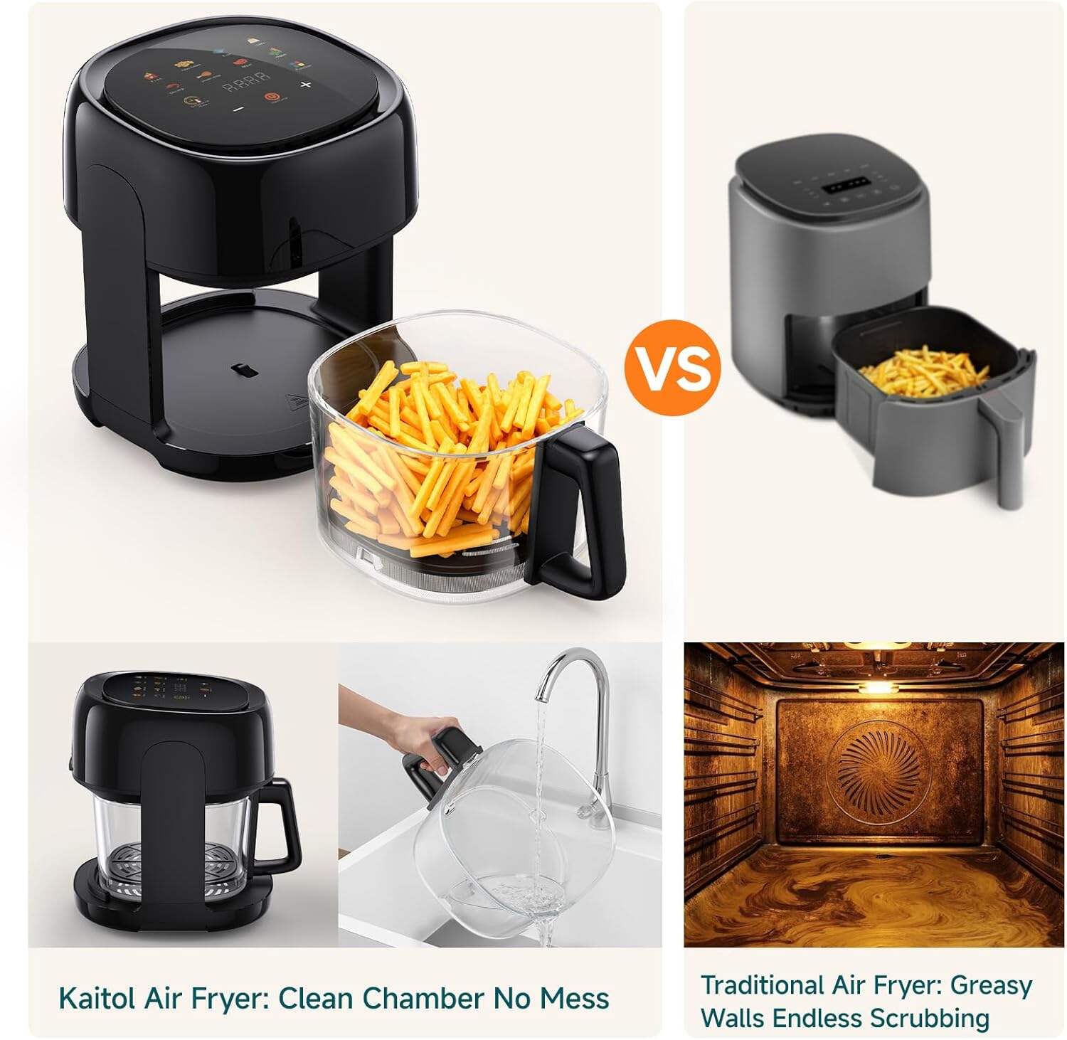 8-In-1 Glass Air Fryer, 5 QT Airfryer with Easy-View Glass Basket, Adjustable Temperature, Touch Panel Control, Circulating Heating, Compact and Large, Nonstick & Dishwasher Safe Fry Bowl