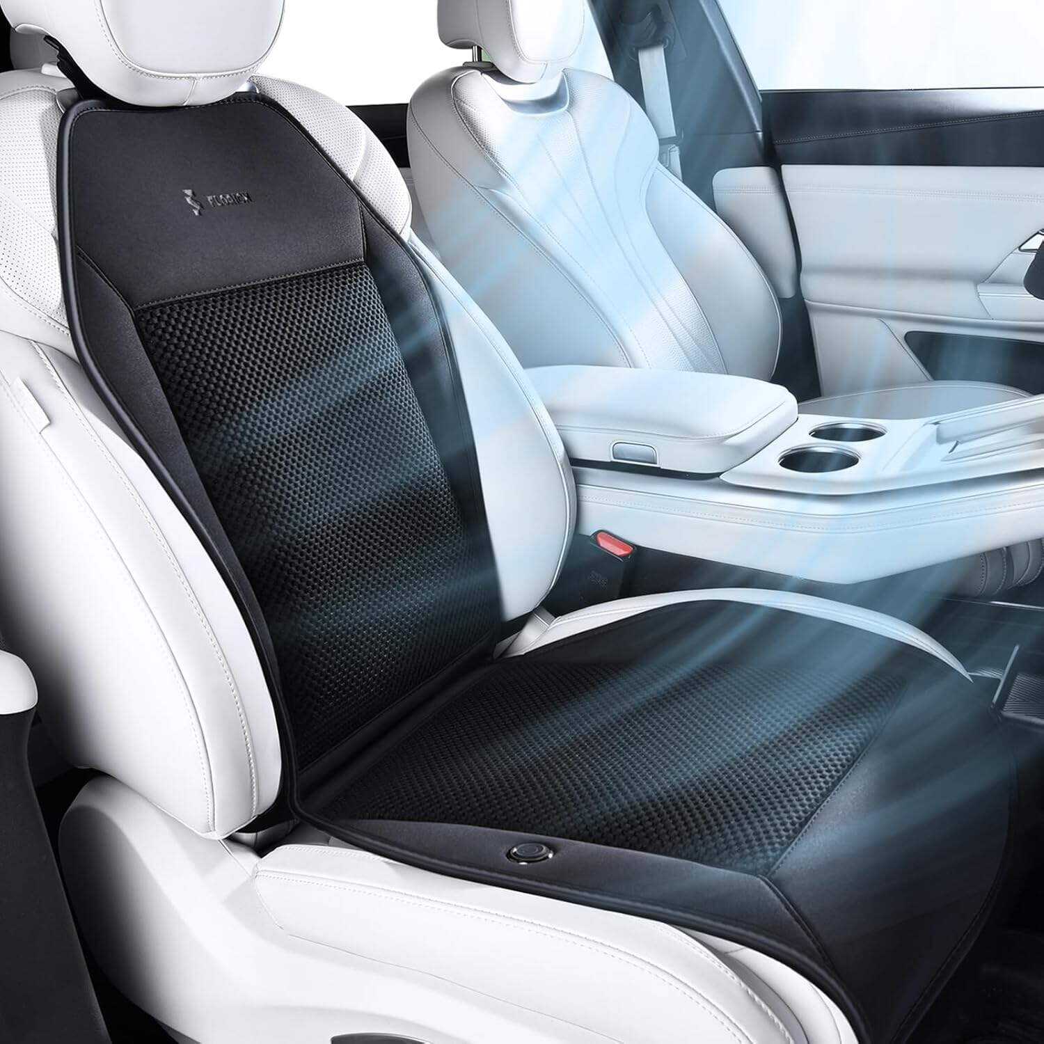 FLORICH Cooling Car Seat Cover, 12V-24V Ventilated Seat Cushion Cooling Car Seat Pad for Summer Driving with 2 Powerful Turbo Fans 3-Speed Temperature Adjustable Universal Fit for Car SUV Truck Van