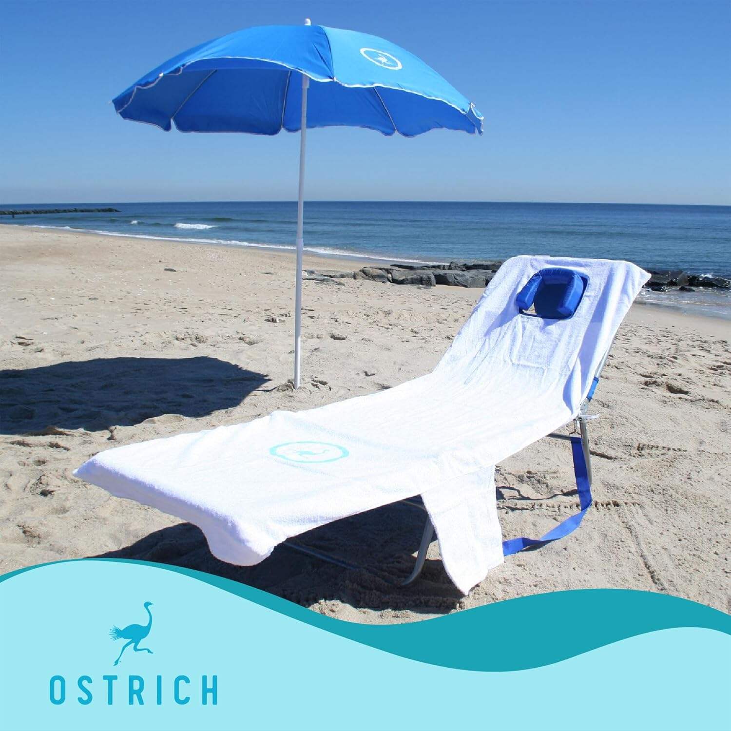 Ostrich Ladies Comfort Lounger, Foldable Beach Camping Pool Tanning Chair, Aqua