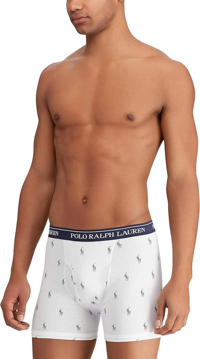 Polo Ralph Lauren Men's Classic Fit Cotton Boxer Briefs, Trunks & Long Leg Available (3 Pack)