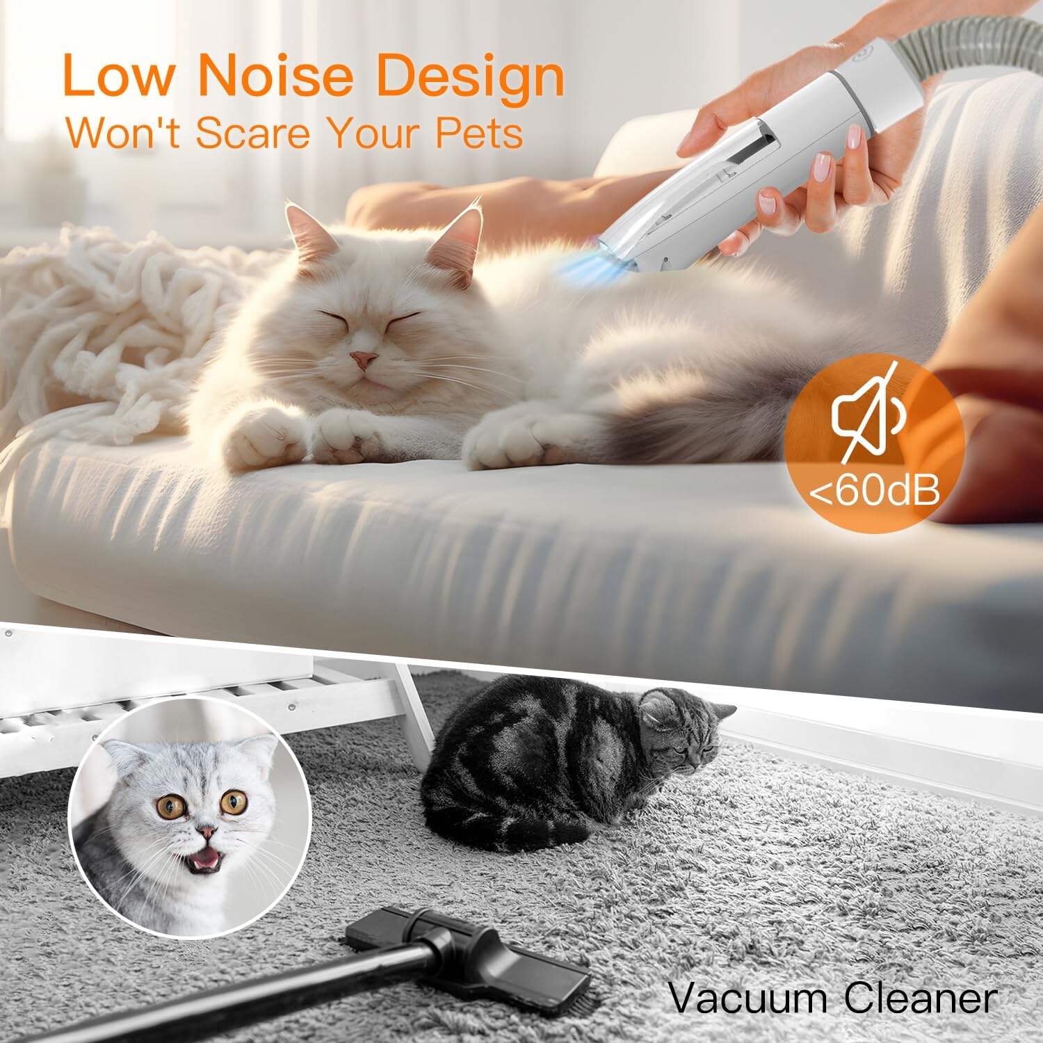 Dog Vacuum for Shedding Grooming, 12000pa Suction Dog Hair Vacuum, Dog Grooming Kit with 2l Dust Cup, Low Noise, 3 Levels, 5 Grooming Tools