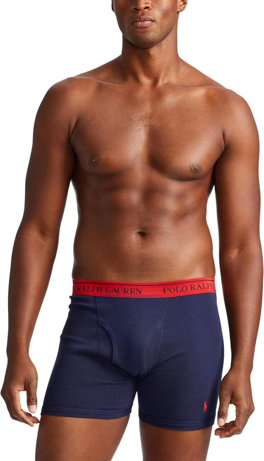 Polo Ralph Lauren Men's Classic Fit Cotton Boxer Briefs, Trunks & Long Leg Available (3 Pack)