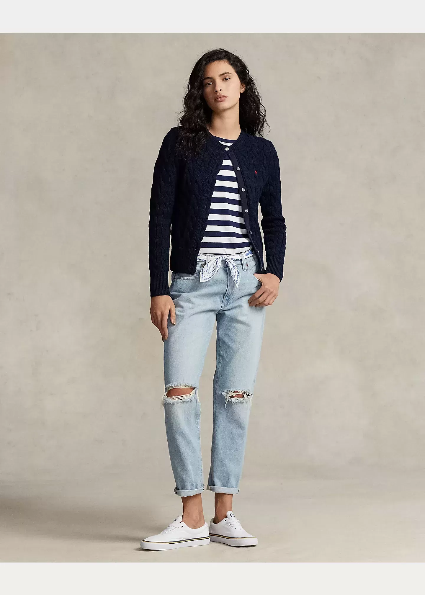 Polo Ralph Lauren Cable-Knit Cotton Crewneck Cardigan