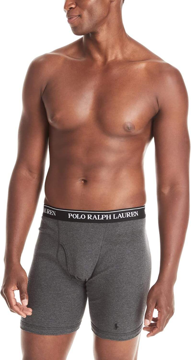 Polo Ralph Lauren Men's Classic Fit Cotton Boxer Briefs, Trunks & Long Leg Available (3 Pack)