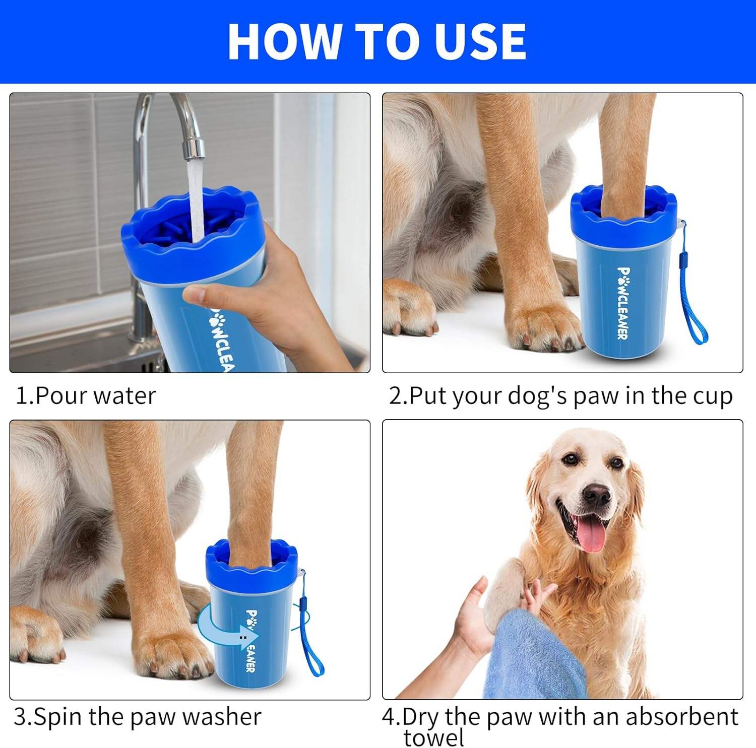 Dog Paw Cleaner, Dog Paw Washer, Paw Muddy Paw Cleaner, Pet Foot Cleaner for Small Medium Large Breed Dogs/Cats (with 3 absorbent towel)