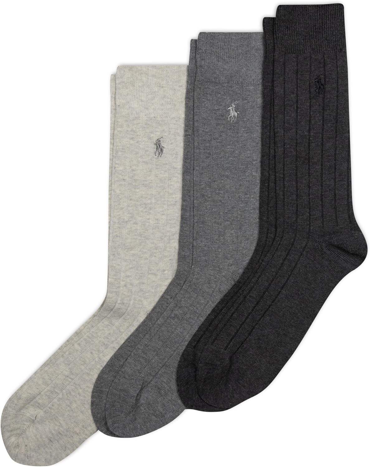 Polo Ralph Lauren Men's Cotton Ribbed Dress Crew Socks -3 Pair Pack-Soft and Lightweight Cotton Comfort