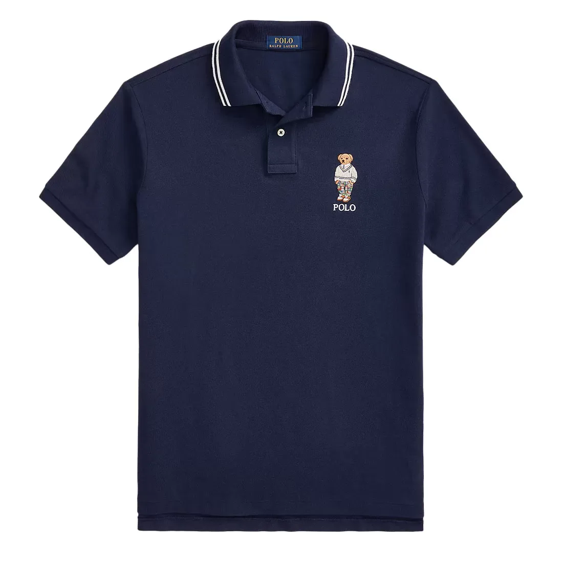 Ralph Lauren Custom Slim Polo Bear Mesh Polo Shirt Cruise Navy