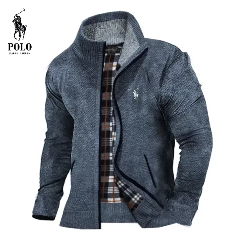 Ralph Lauren  Men's Warm Loose Stand Collar Zip Knit Sweater