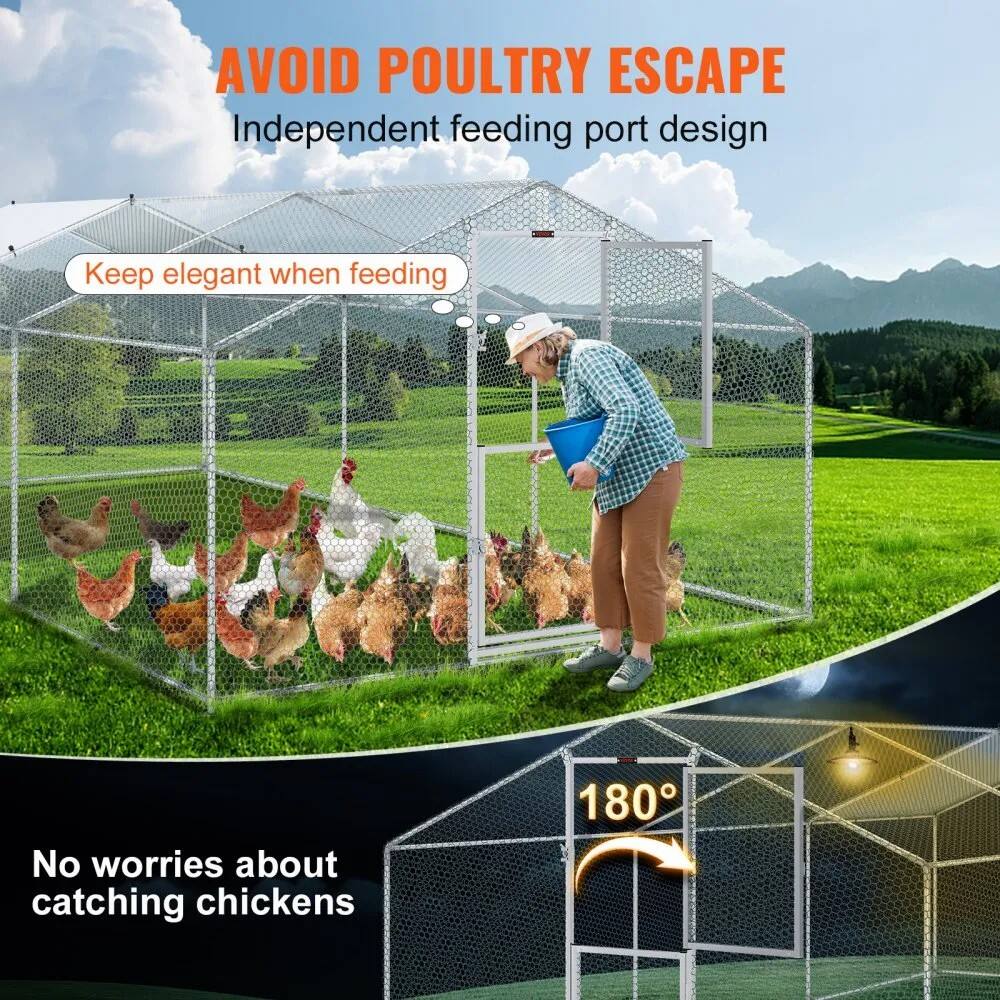 VEVOR Large Metal Chicken Coop with Run
