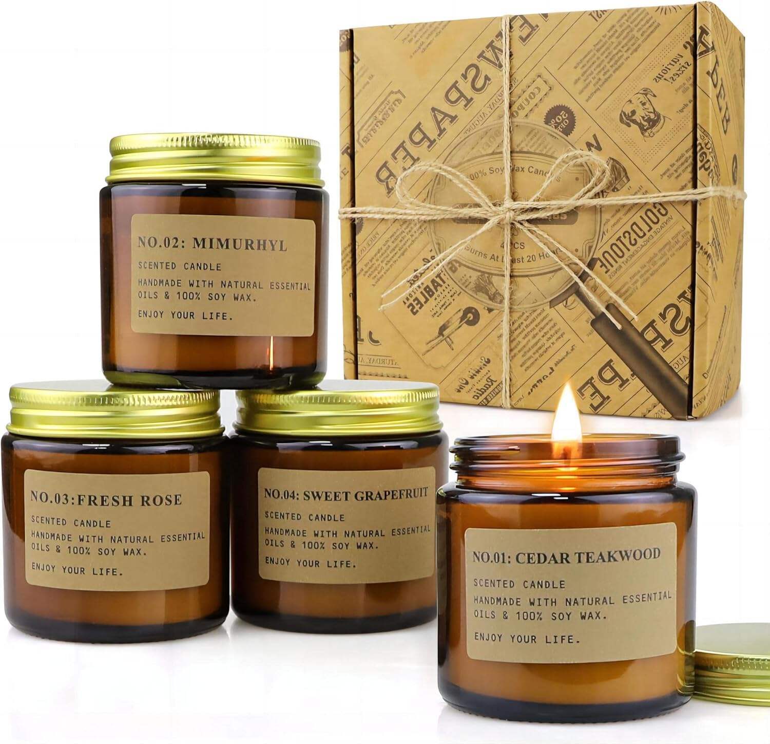 6 Pack Candles for Home Scented Aromatherapy Candle Gift Set for Women Soy Wax Long Lasting Amber Jar Candles Gift for Birthday Mother's Thanksgiving Day Present