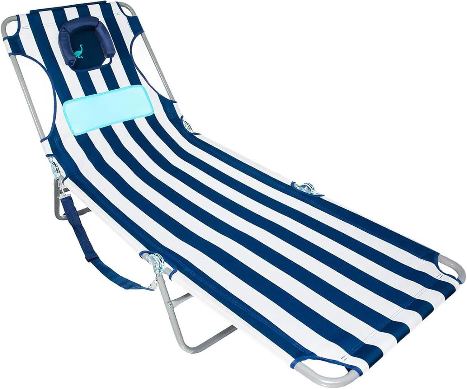 Ostrich Ladies Comfort Lounger, Foldable Beach Camping Pool Tanning Chair, Aqua