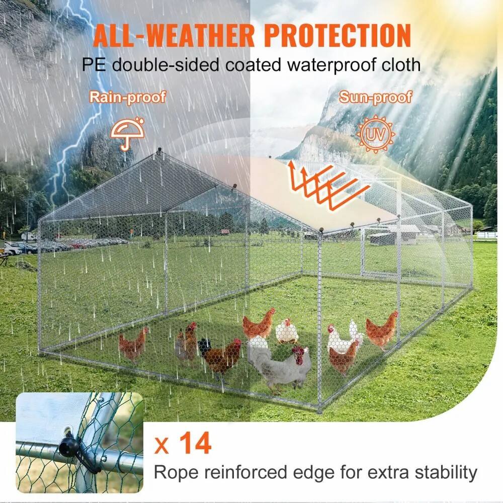 VEVOR Large Metal Chicken Coop with Run
