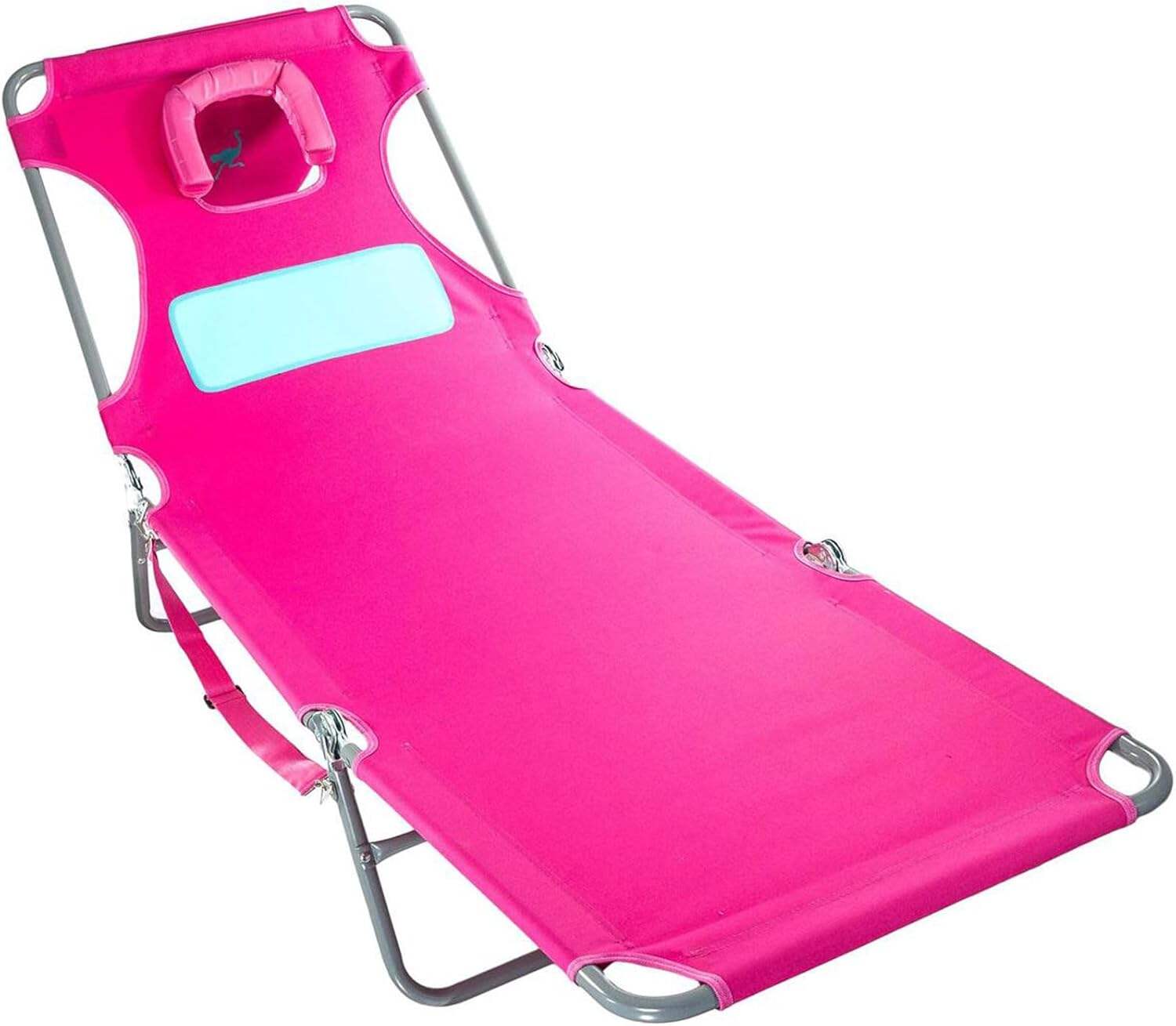 Ostrich Ladies Comfort Lounger, Foldable Beach Camping Pool Tanning Chair, Aqua