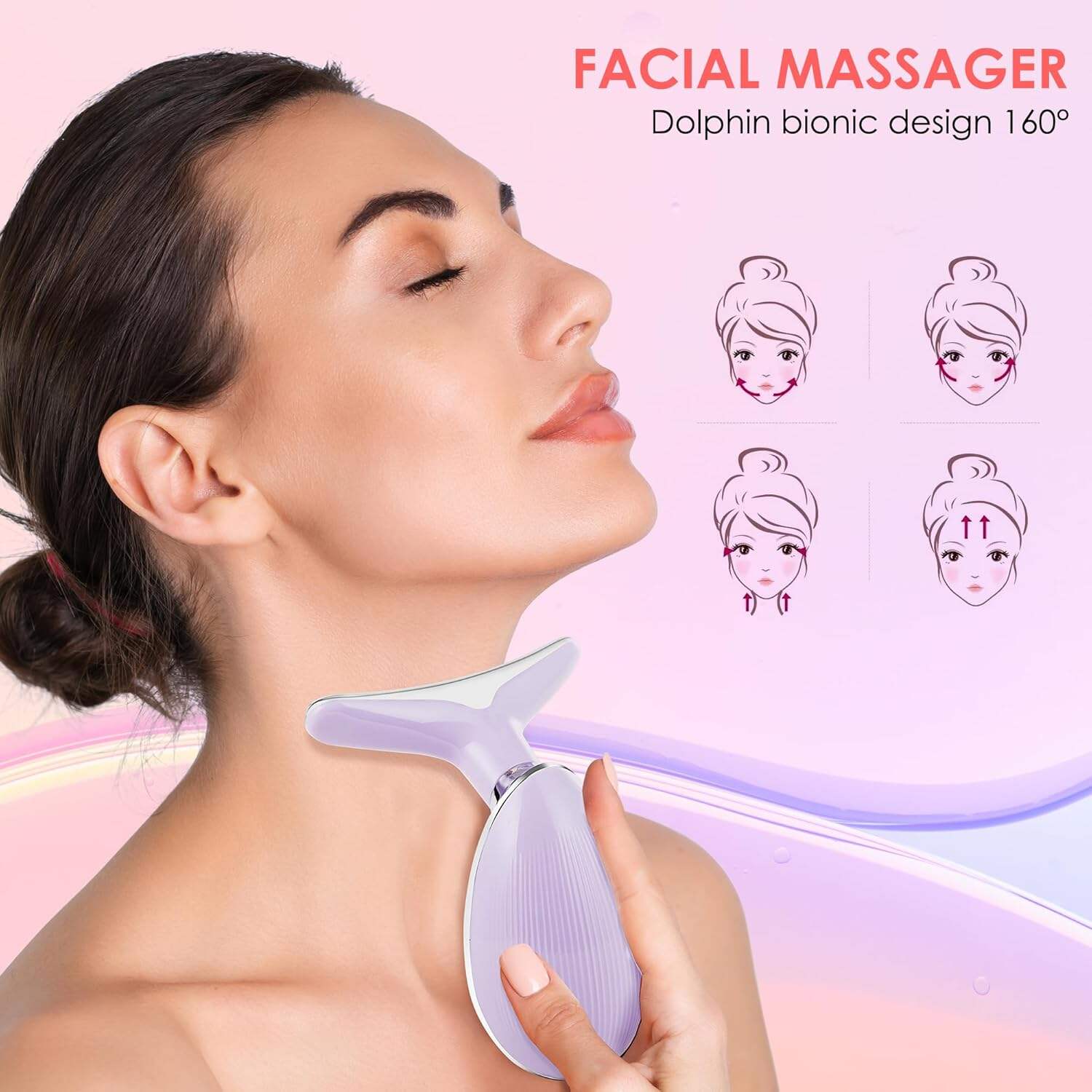 Facial Massager Red-Light-Therapy-for-Face and Neck, Face 𝖲 culpting Wand with 7 Color