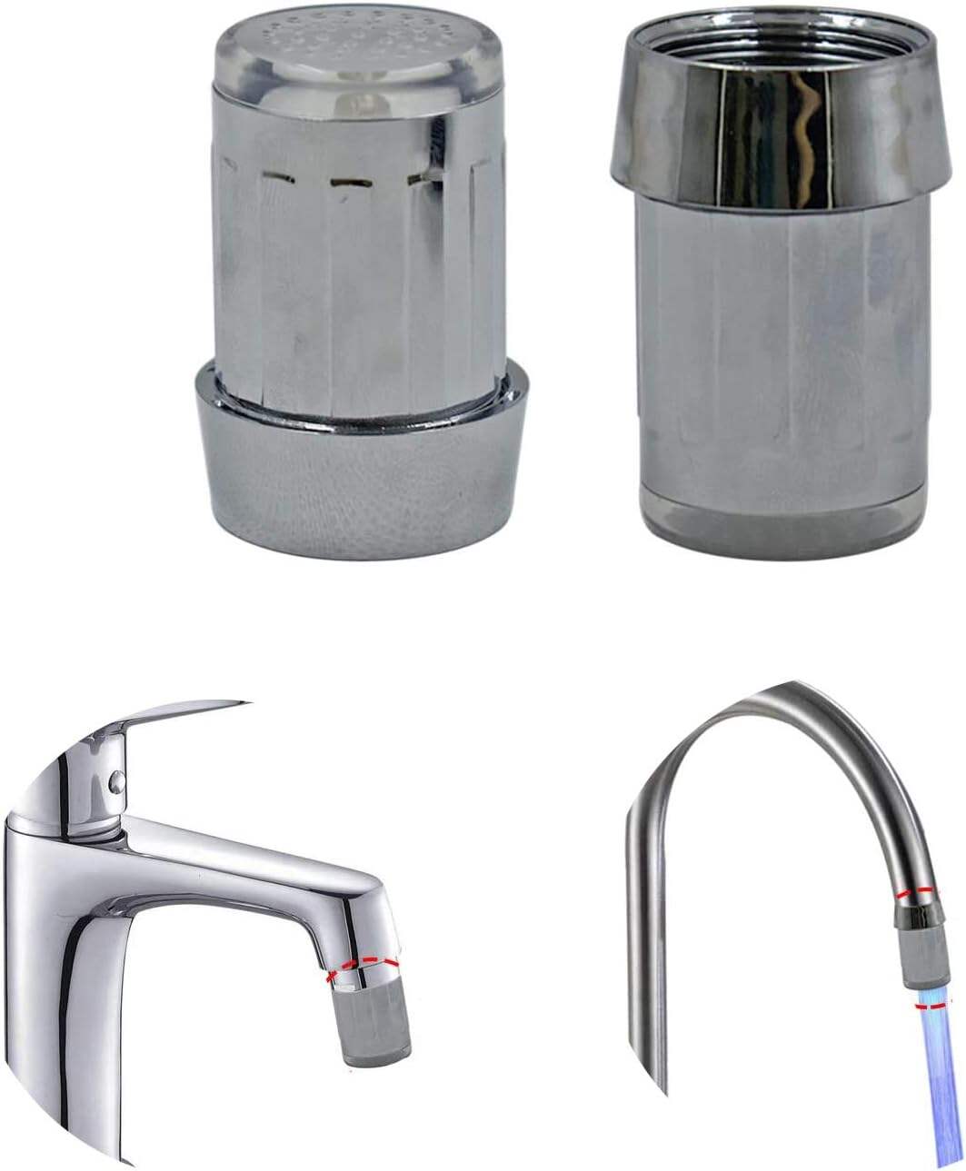 2 Pack 3-Color Temperature Sensitive Gradient LED Water Faucet Light - Color Changing Tap for Kitchen & Bathroom