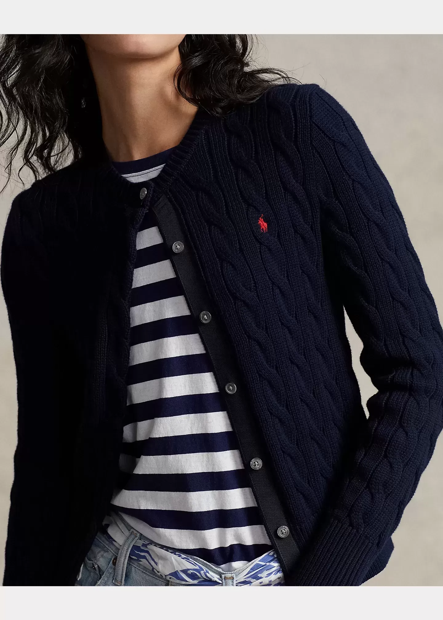 Polo Ralph Lauren Cable-Knit Cotton Crewneck Cardigan