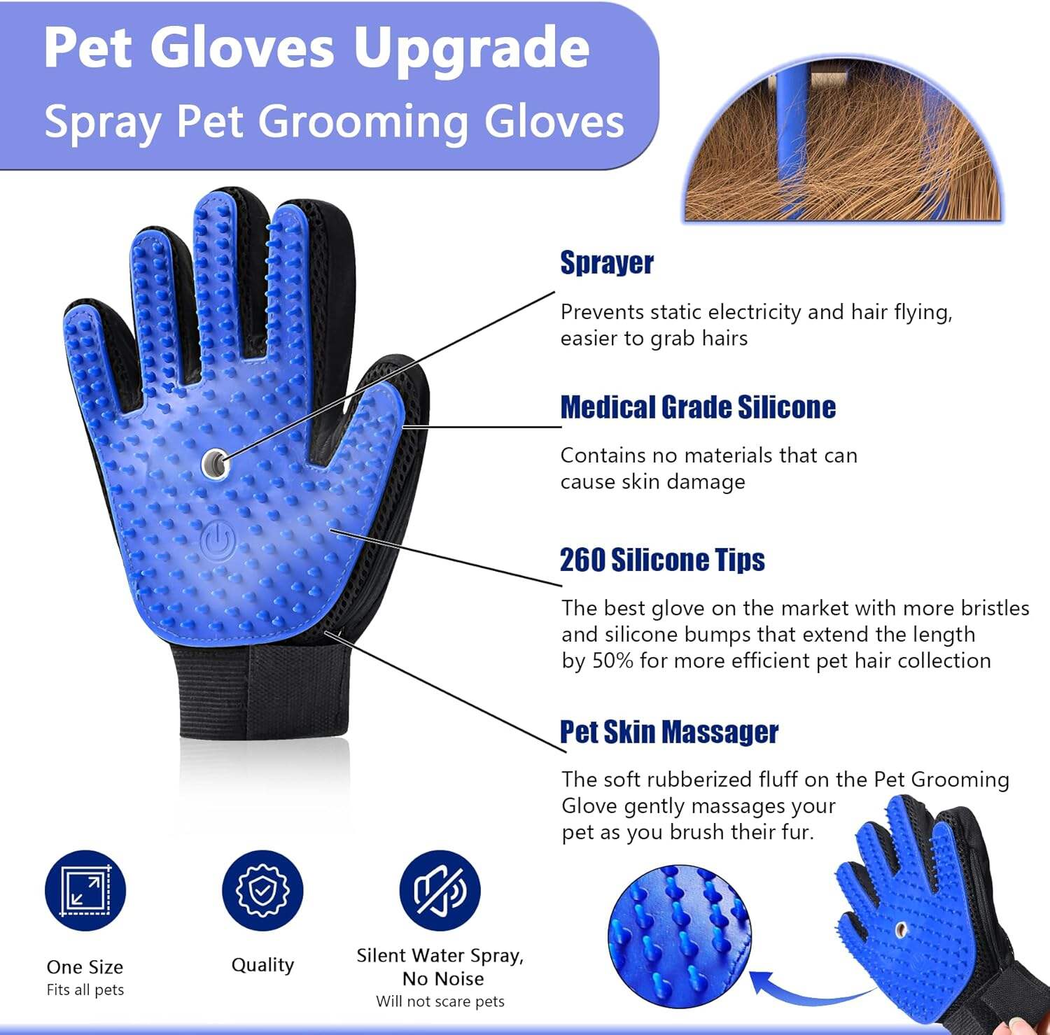 Pet Steam Grooming Gloves, Cat Grooming Steam Gloves, Dog Washing Gloves, Pet Grooming Gloves for Dogs & Cats, Deshedding Steam Brush, Dog Hair Remover Massage Glove