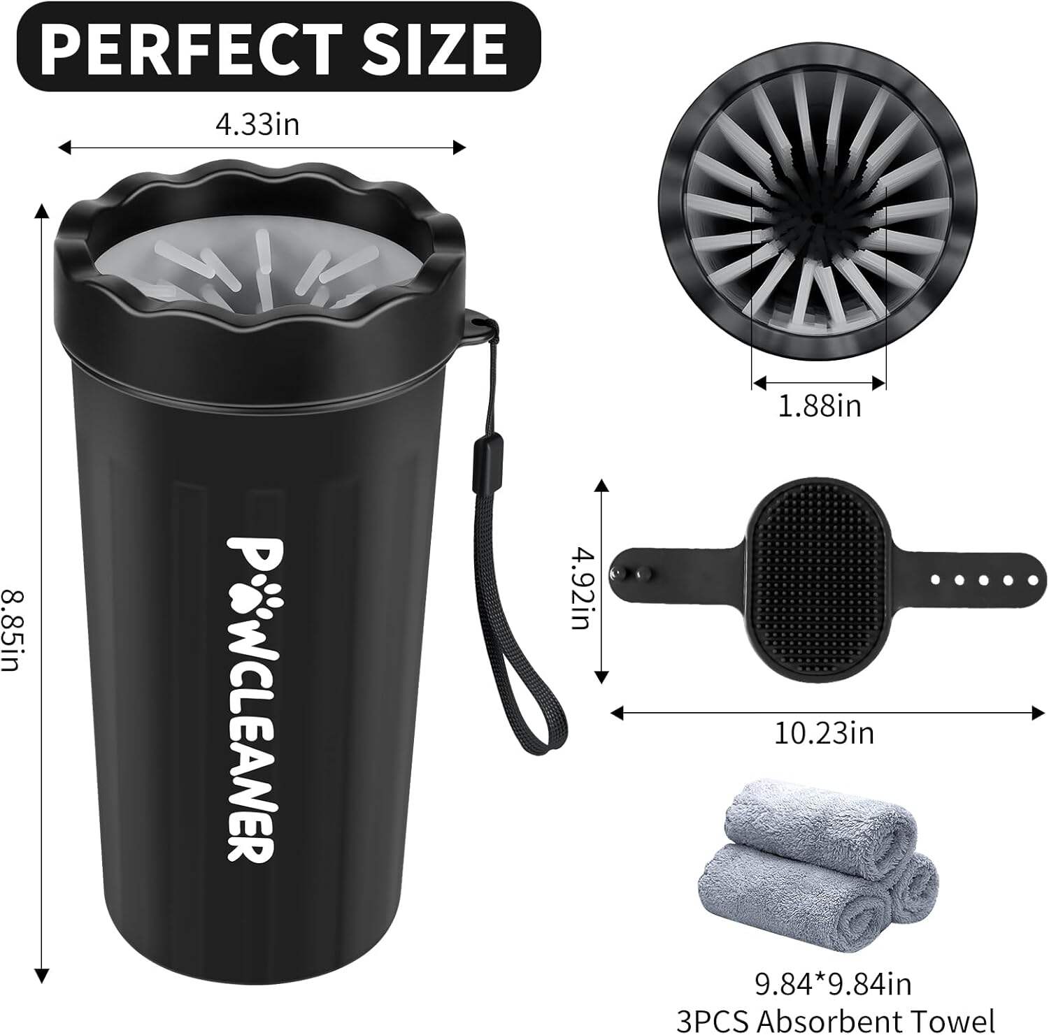 Dog Paw Cleaner, Dog Paw Washer, Paw Muddy Paw Cleaner, Pet Foot Cleaner for Small Medium Large Breed Dogs/Cats (with 3 absorbent towel)