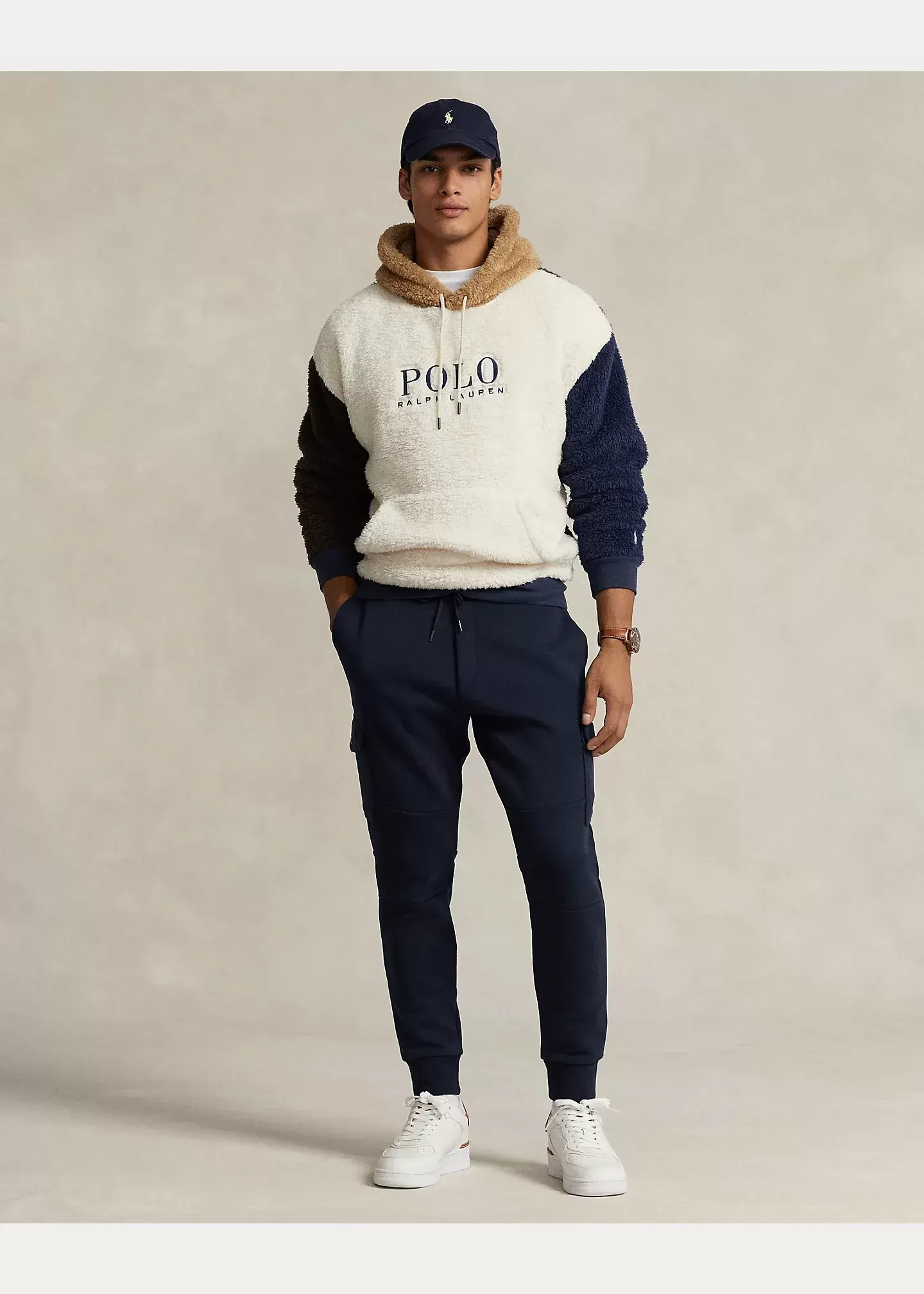 Polo Ralph Lauren Logo Color-Blocked Pile Fleece Hoodie