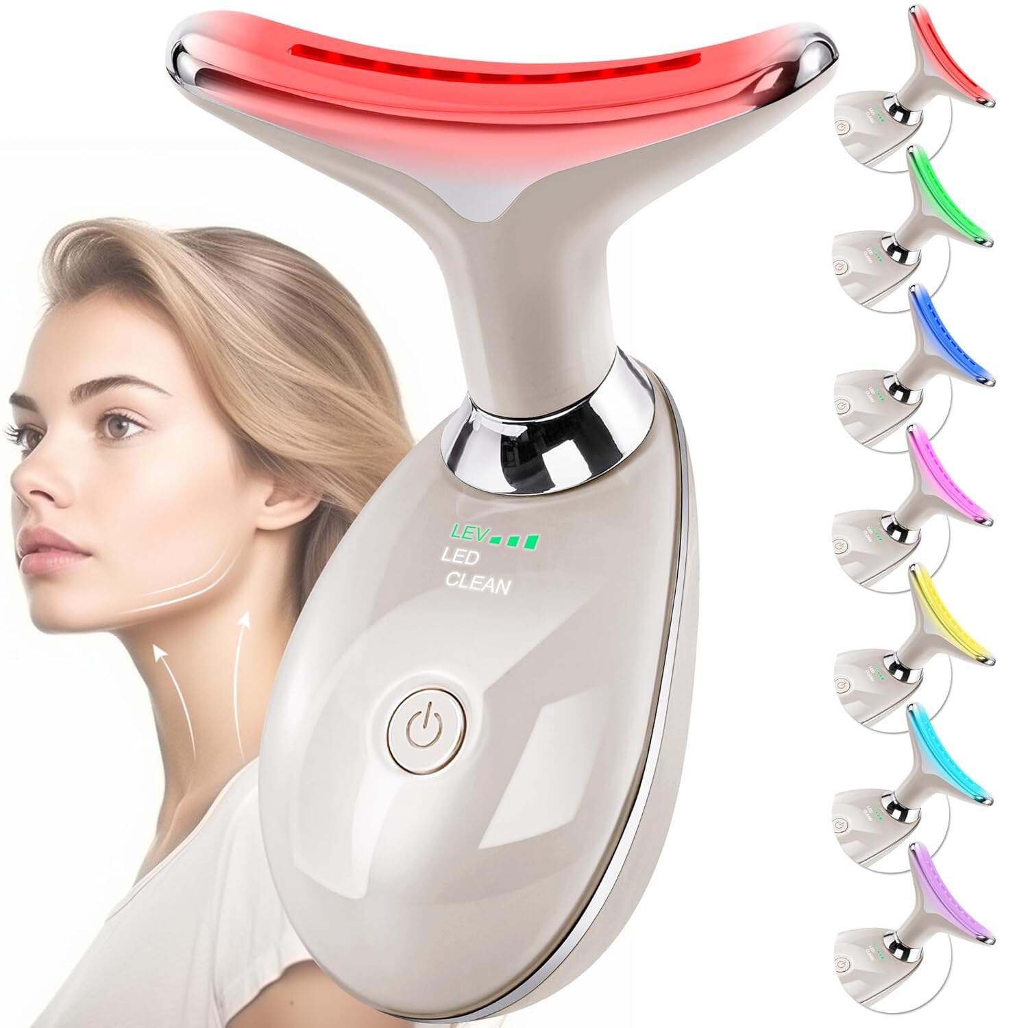 Facial Massager Red-Light-Therapy-for-Face and Neck, Face 𝖲 culpting Wand with 7 Color