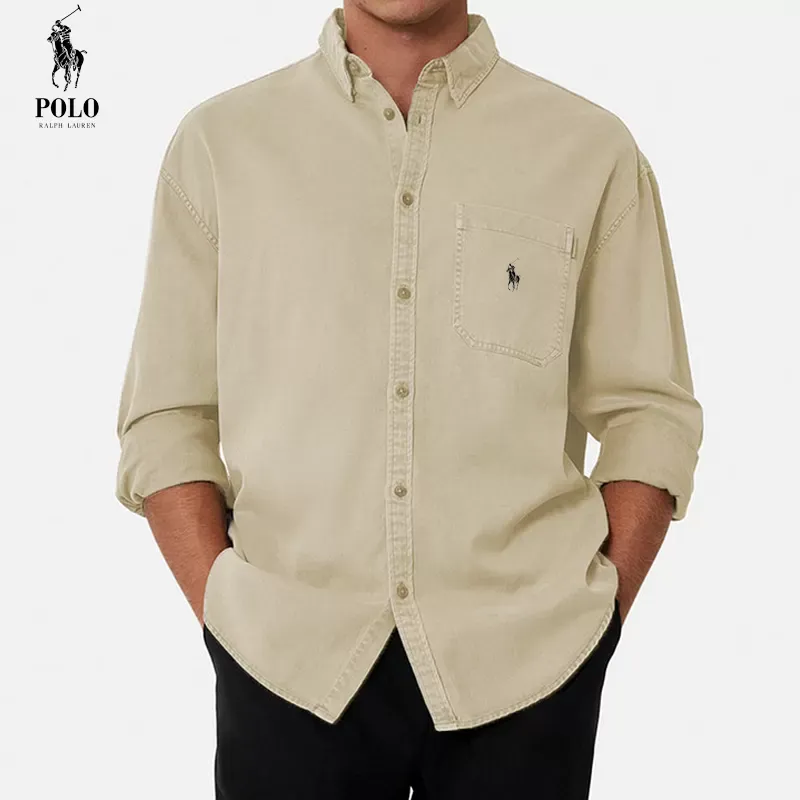 Ralph Lauren Men's Cotton Basic Denim Long Sleeve Shirt