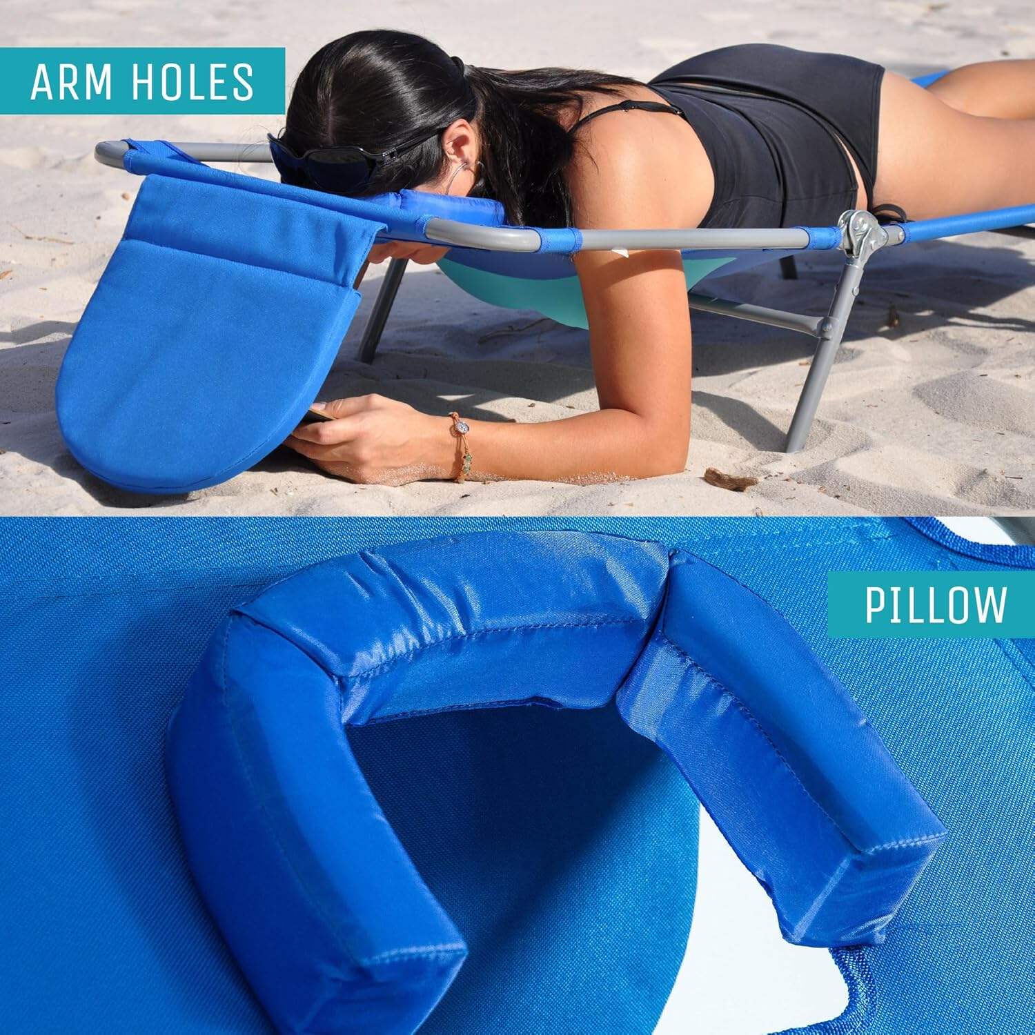 Ostrich Ladies Comfort Lounger, Foldable Beach Camping Pool Tanning Chair, Aqua