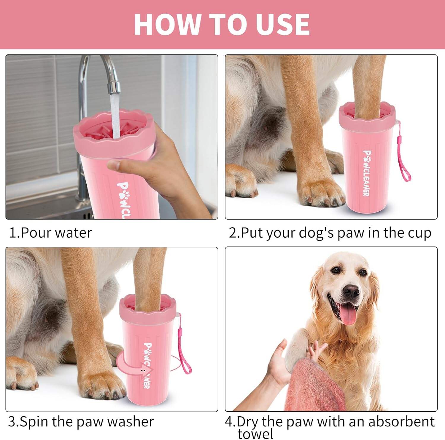 Dog Paw Cleaner, Dog Paw Washer, Paw Muddy Paw Cleaner, Pet Foot Cleaner for Small Medium Large Breed Dogs/Cats (with 3 absorbent towel)
